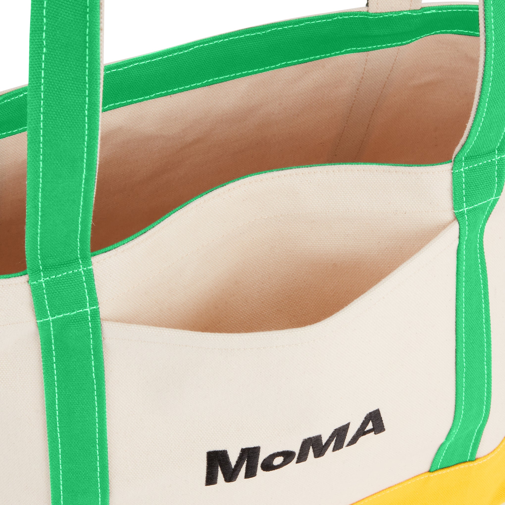 MoMA Baggu Heavyweight Canvas Tote - Green/ Yellow - Image 5