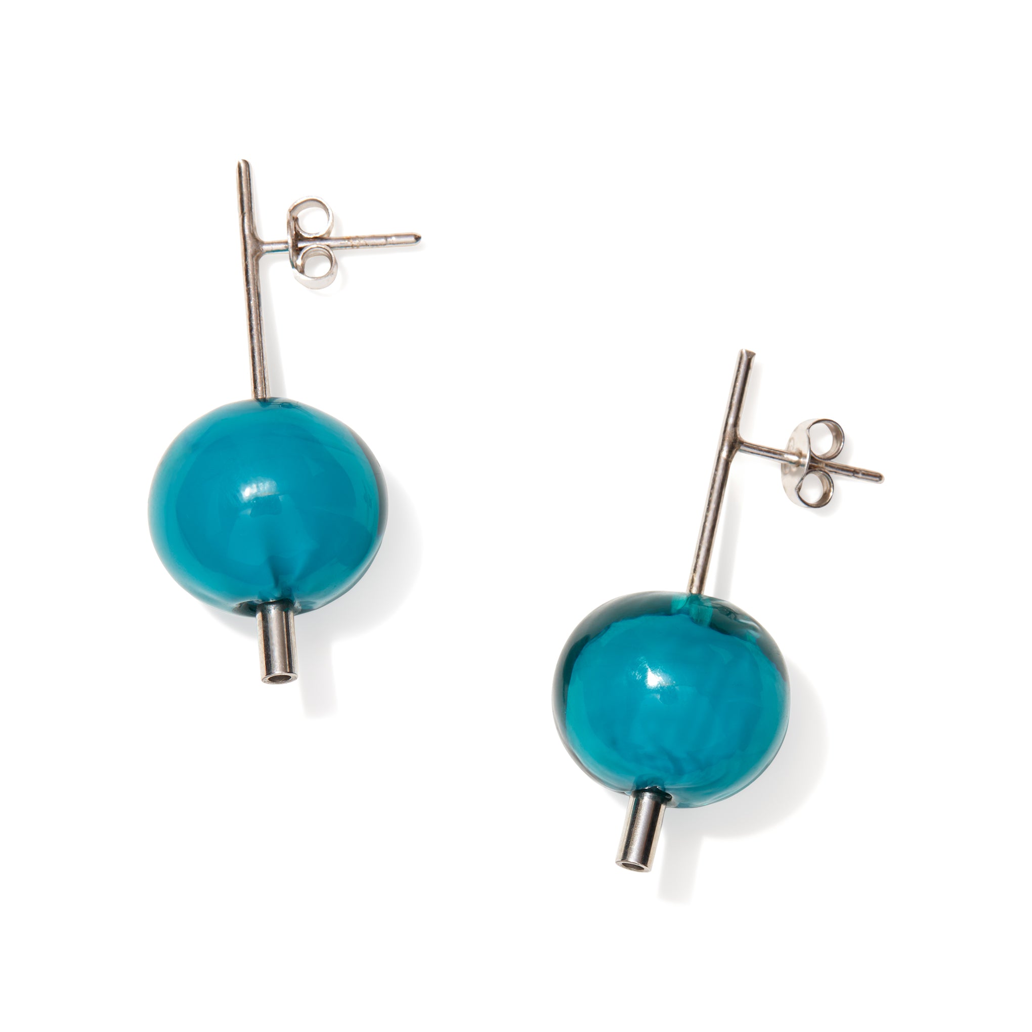 Paletto Glass Sphere Earrings - Teal