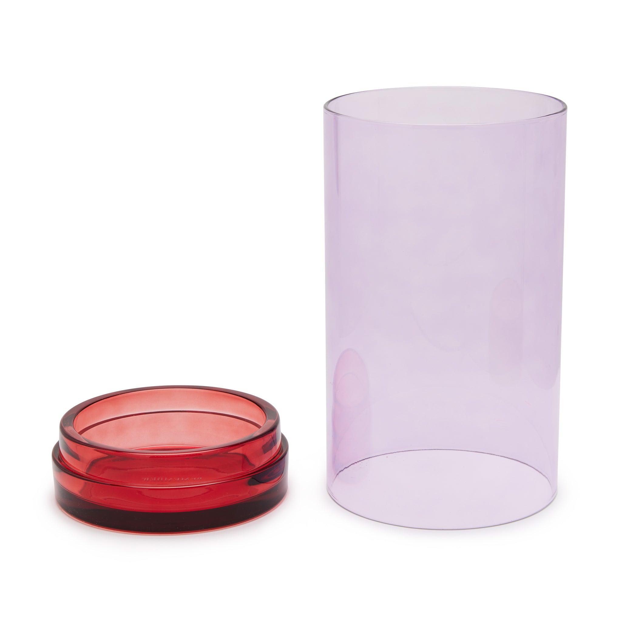 Glass Hurricane Lantern Candle Holder - Violet/ Red - Image 4