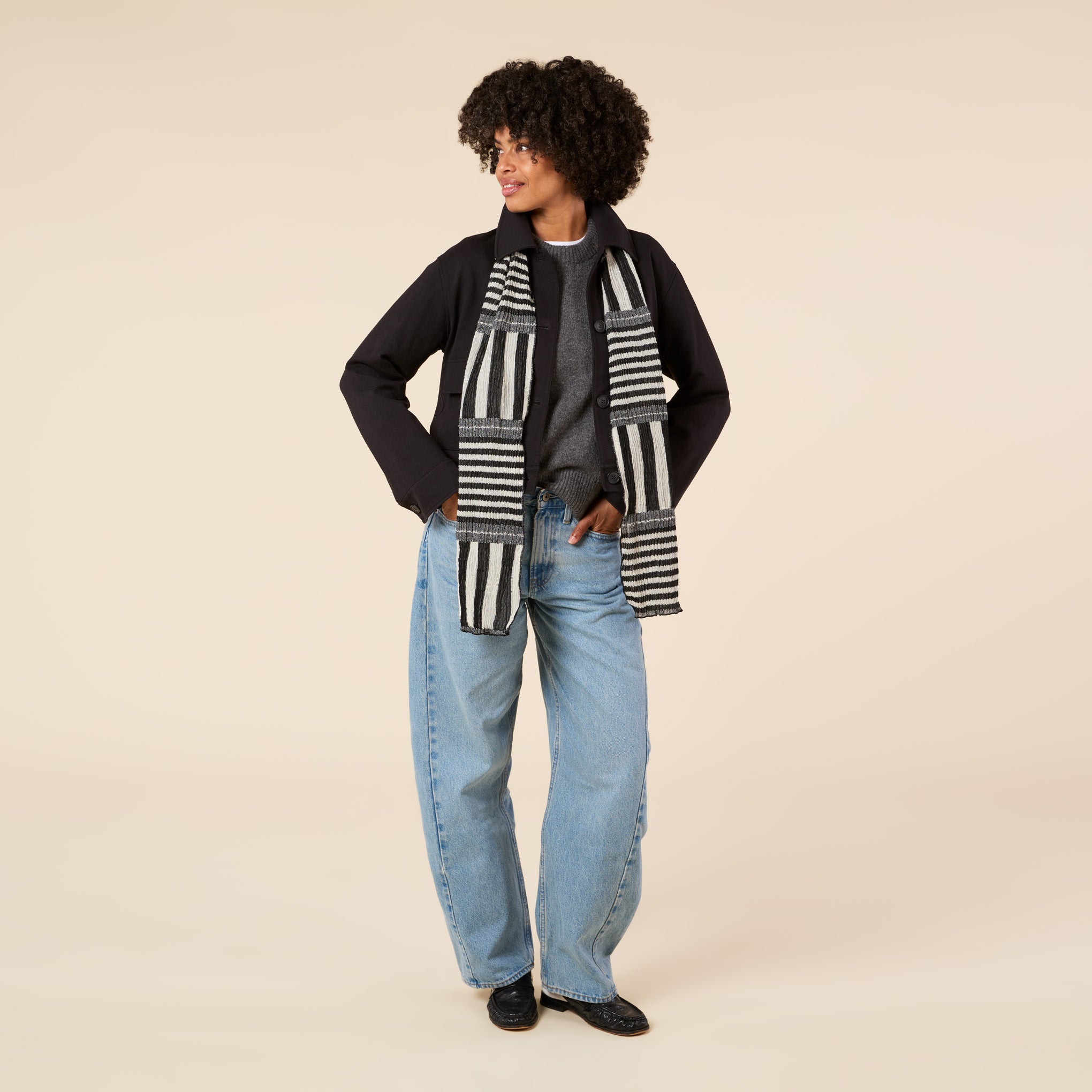 Nuno Stripey Stripe Wool-Cotton Scarf - Image 4