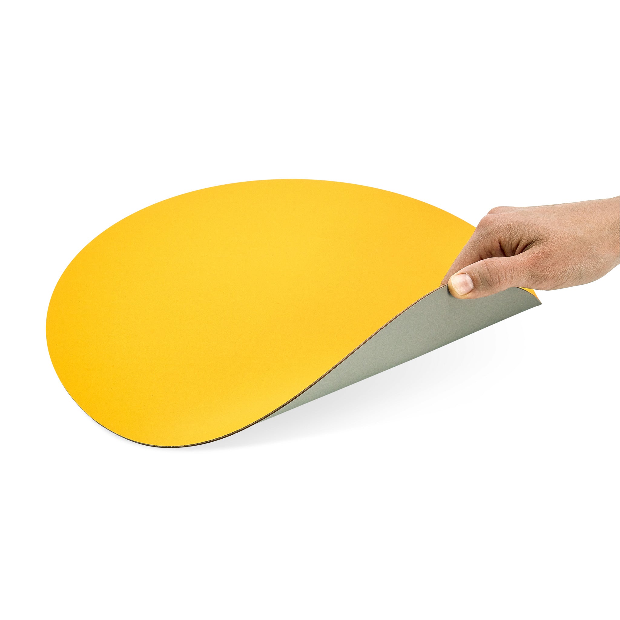 Dual-Sided Recycled Leather Placemat - Yellow/ Light Grey - Image 7