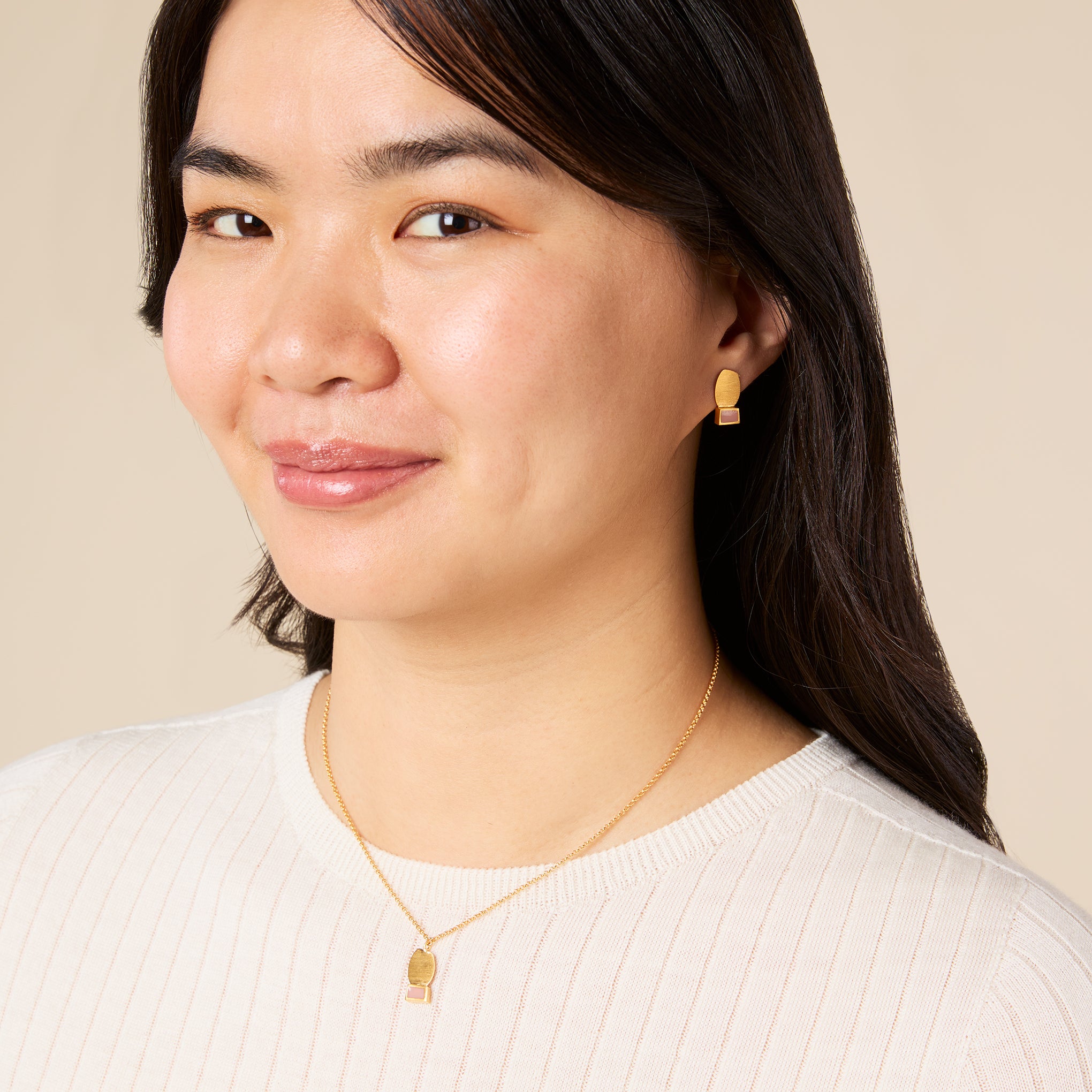 Geometric Collage Gold-Plated Pendant Chain Necklace - Image 2