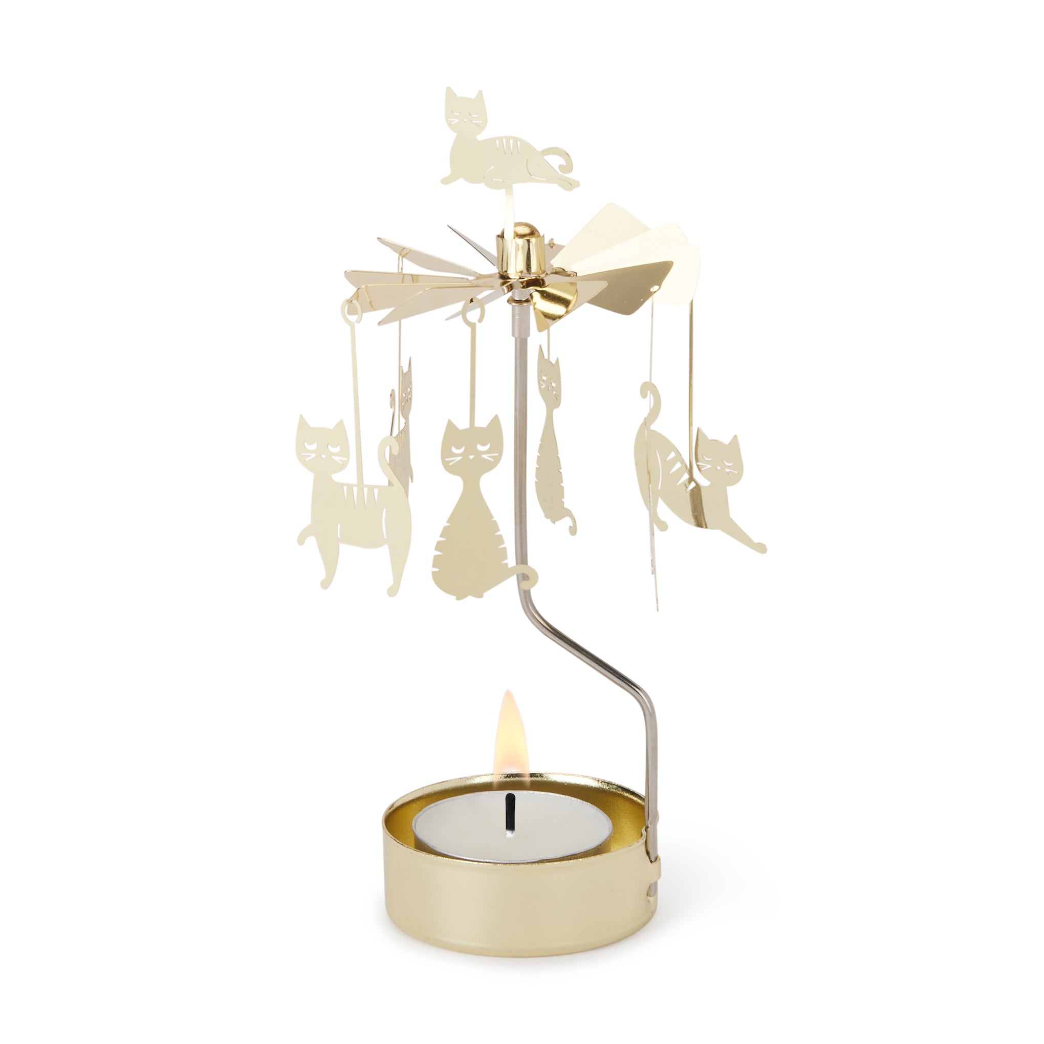 Rotary Cat Family Tea Light Candle Holder