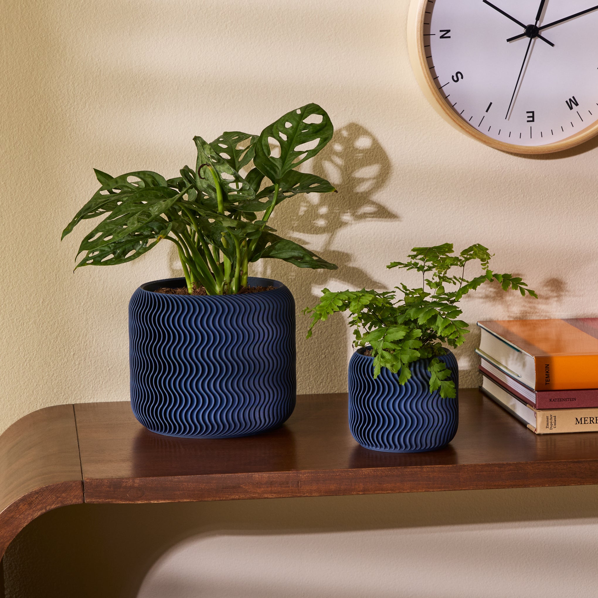 Wavy Pine 3D-Printed Planter - Midnight Blue - Image 3