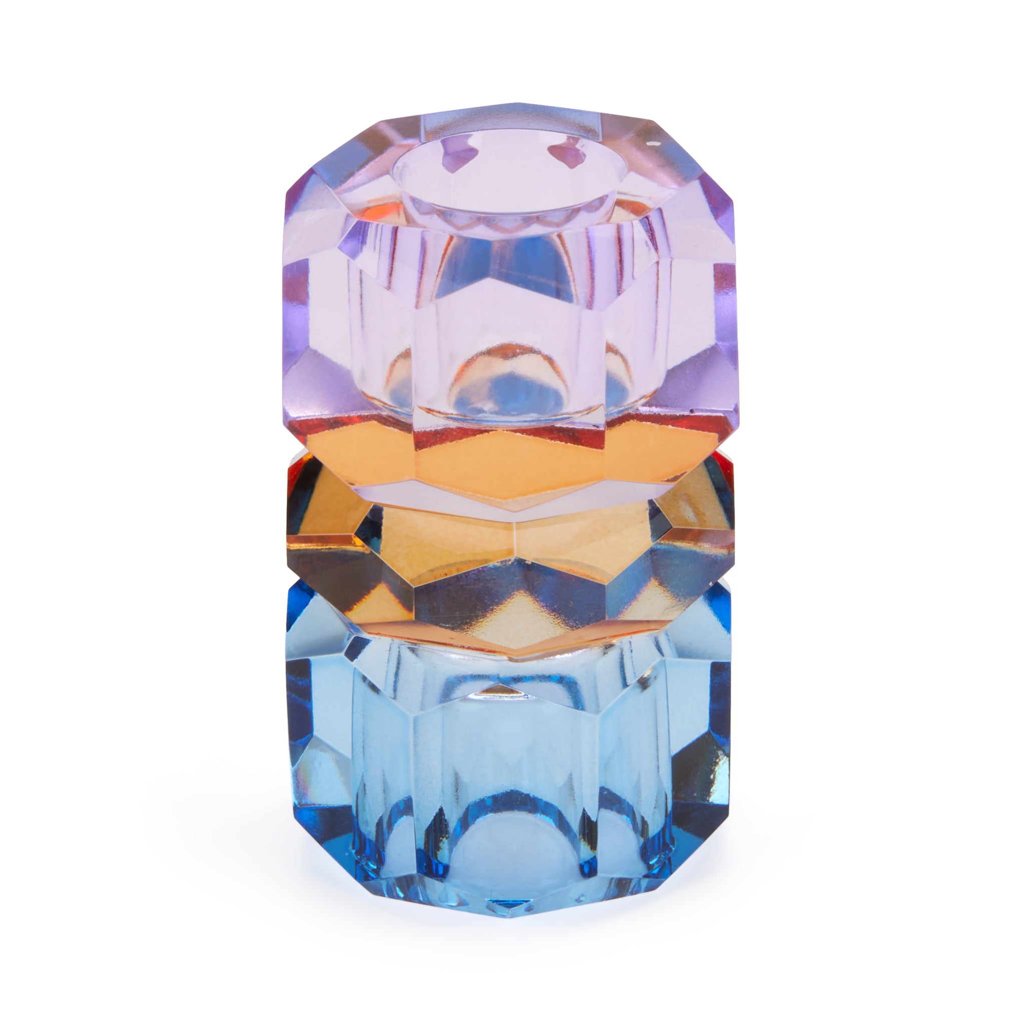 Faceted Crystal Candle Holder - Violet/ Cobalt/ Amber - Image 4