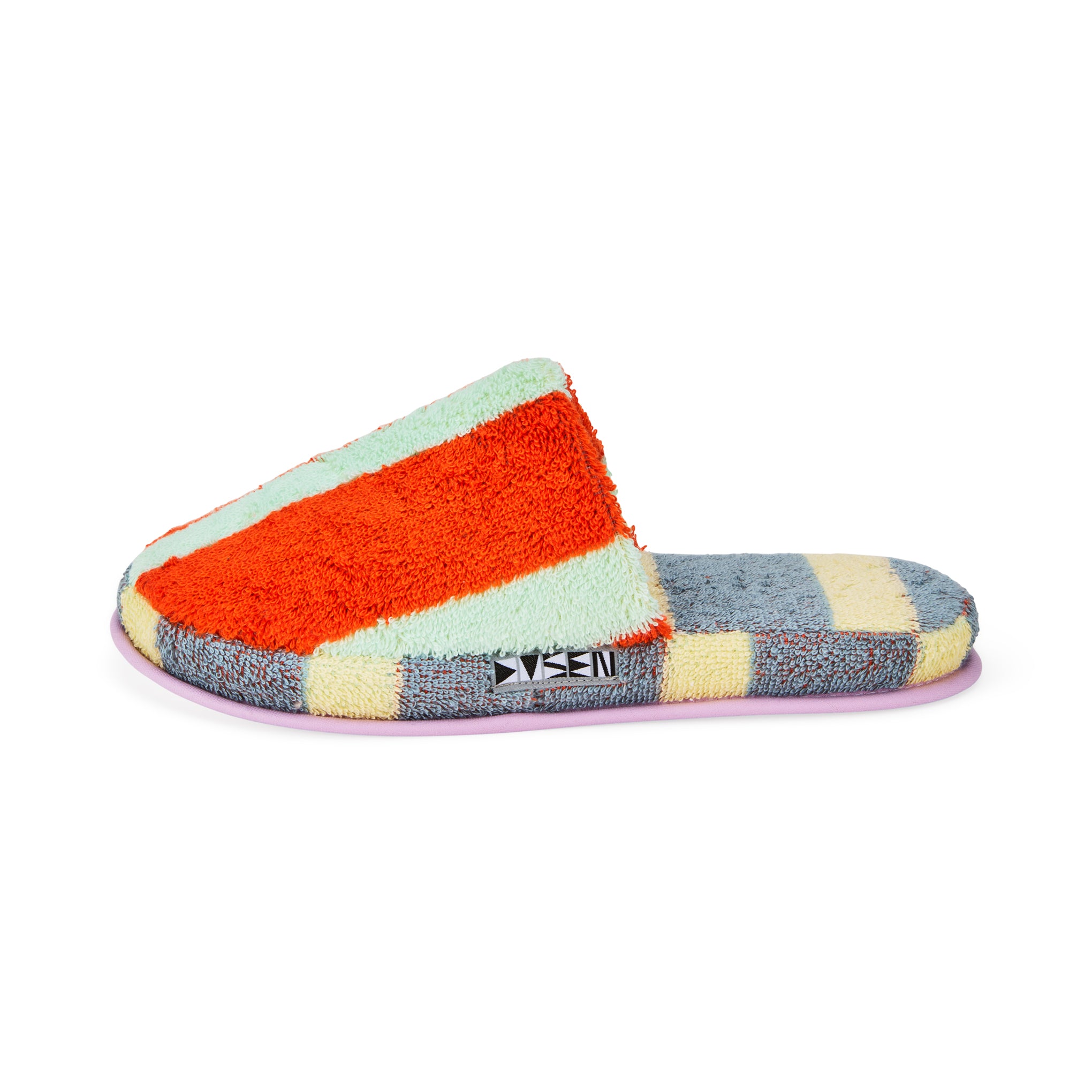 Dusen Dusen Striped Terry Slippers - Orange/ Slate Gray - Image 3