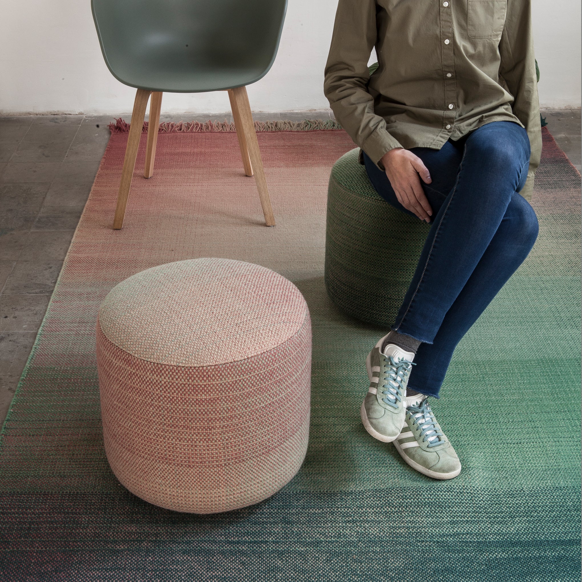 Nanimarquina Shade Pouf Stool - Red/ Multi - Image 3