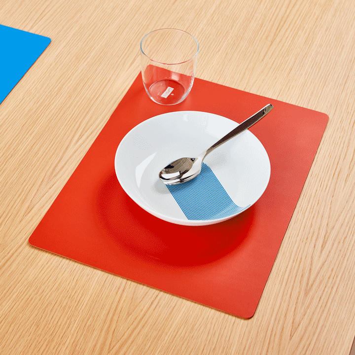 Dual-Sided Recycled Leather Placemat - Red/ Charcoal - Image 5