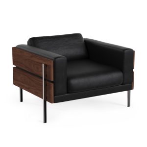Forum Armchair - Walnut/ Black Leather