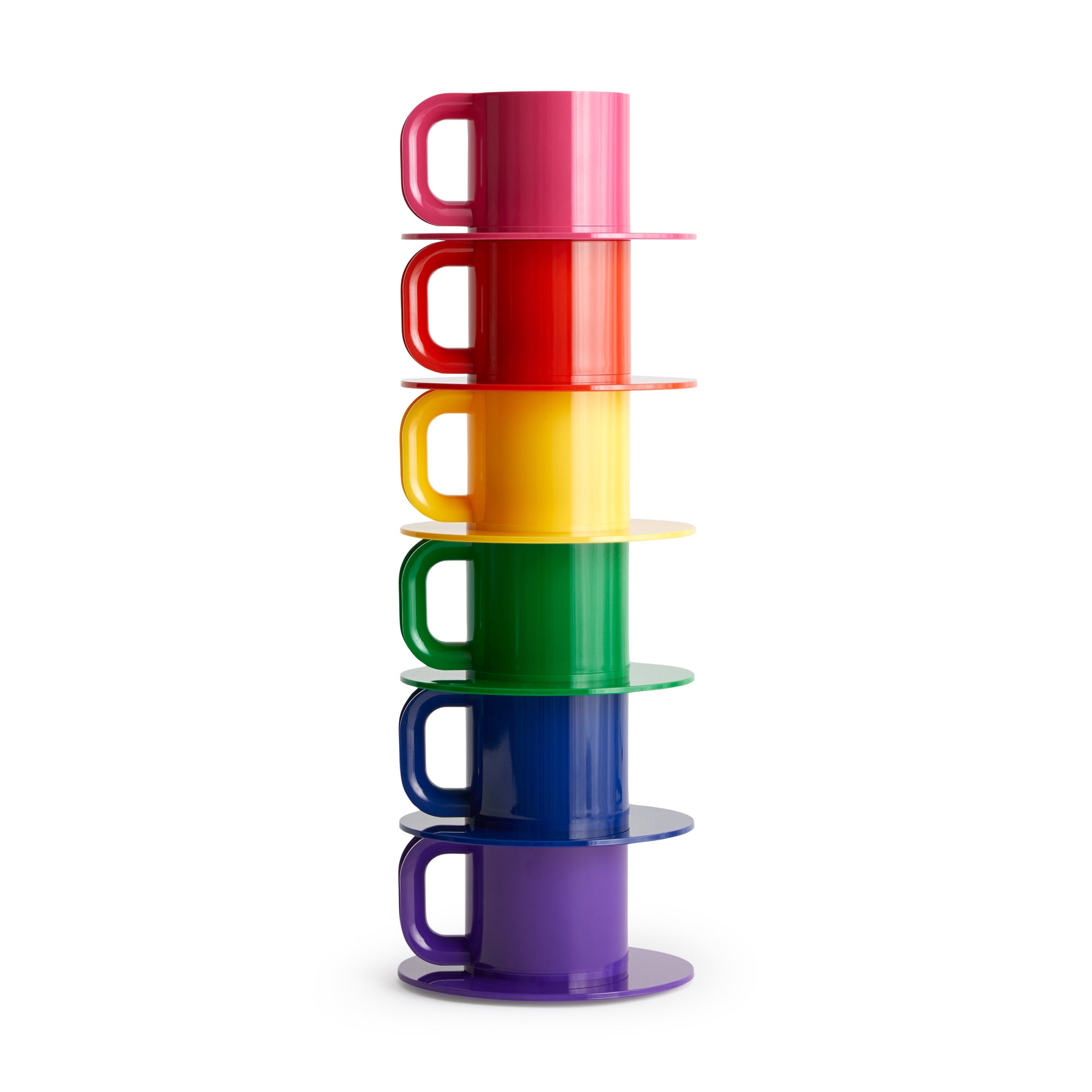 Vignelli Hellerware Max Stacking Cups & Saucers - Set of 6 - Rainbow - Image 3