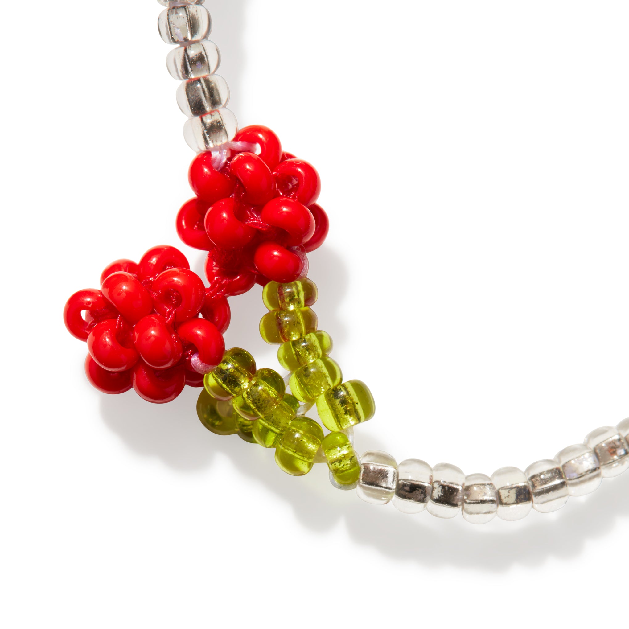 Beaded Mini Cherry Silver Necklace - Image 3