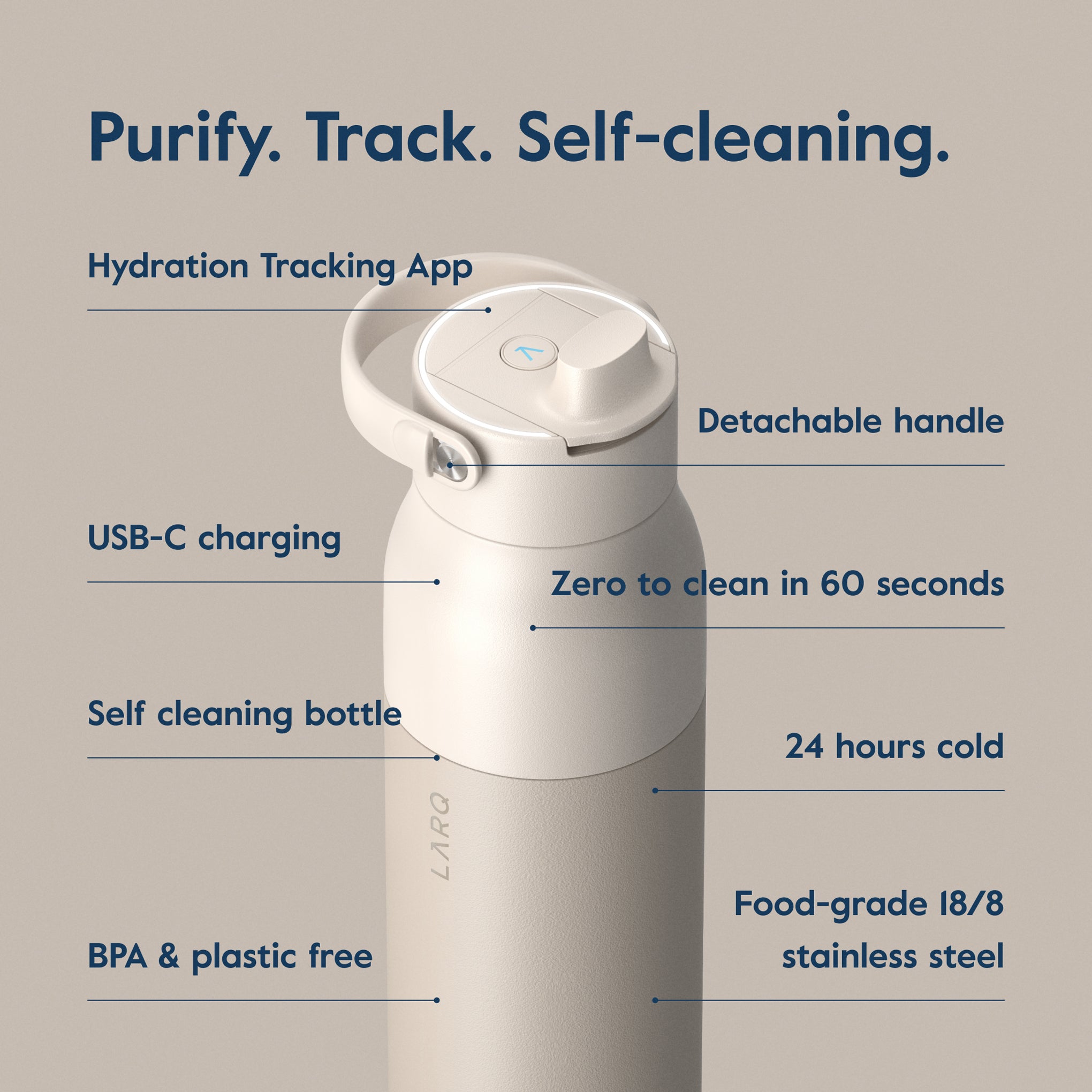 Larq PureVis 2.0 Water Bottle & Filters - Mojave Dune - Image 5