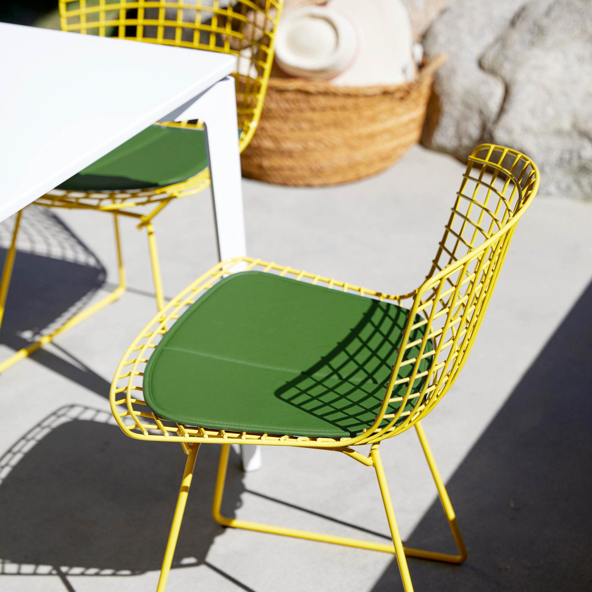 Knoll Side Chair with Cushion by Harry Bertoia - Yellow/ Evergreen - Image 5