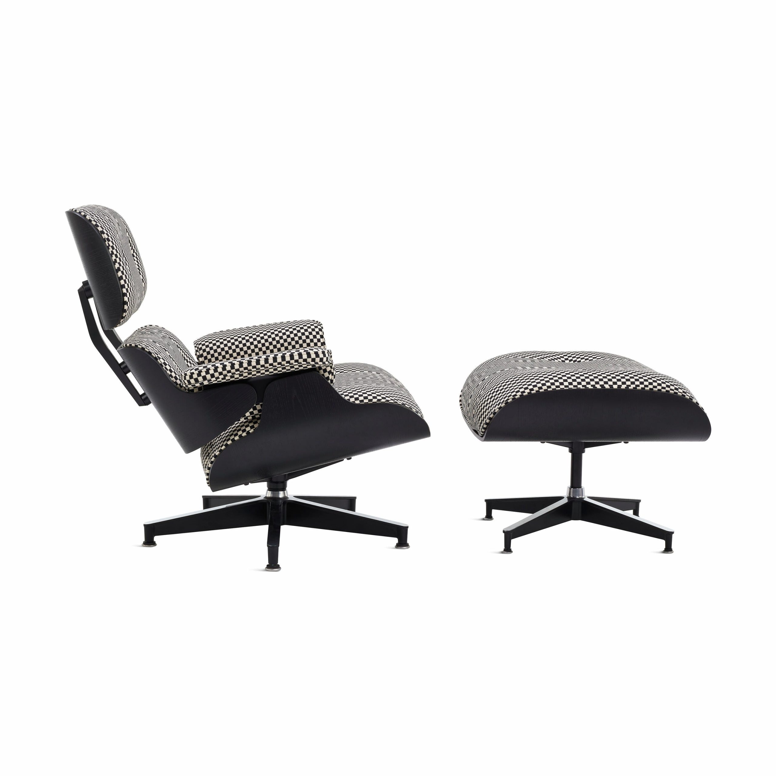 Eames® Lounge Chair and Ottoman from Herman Miller - Ebony/ Black & White Checker Fabric