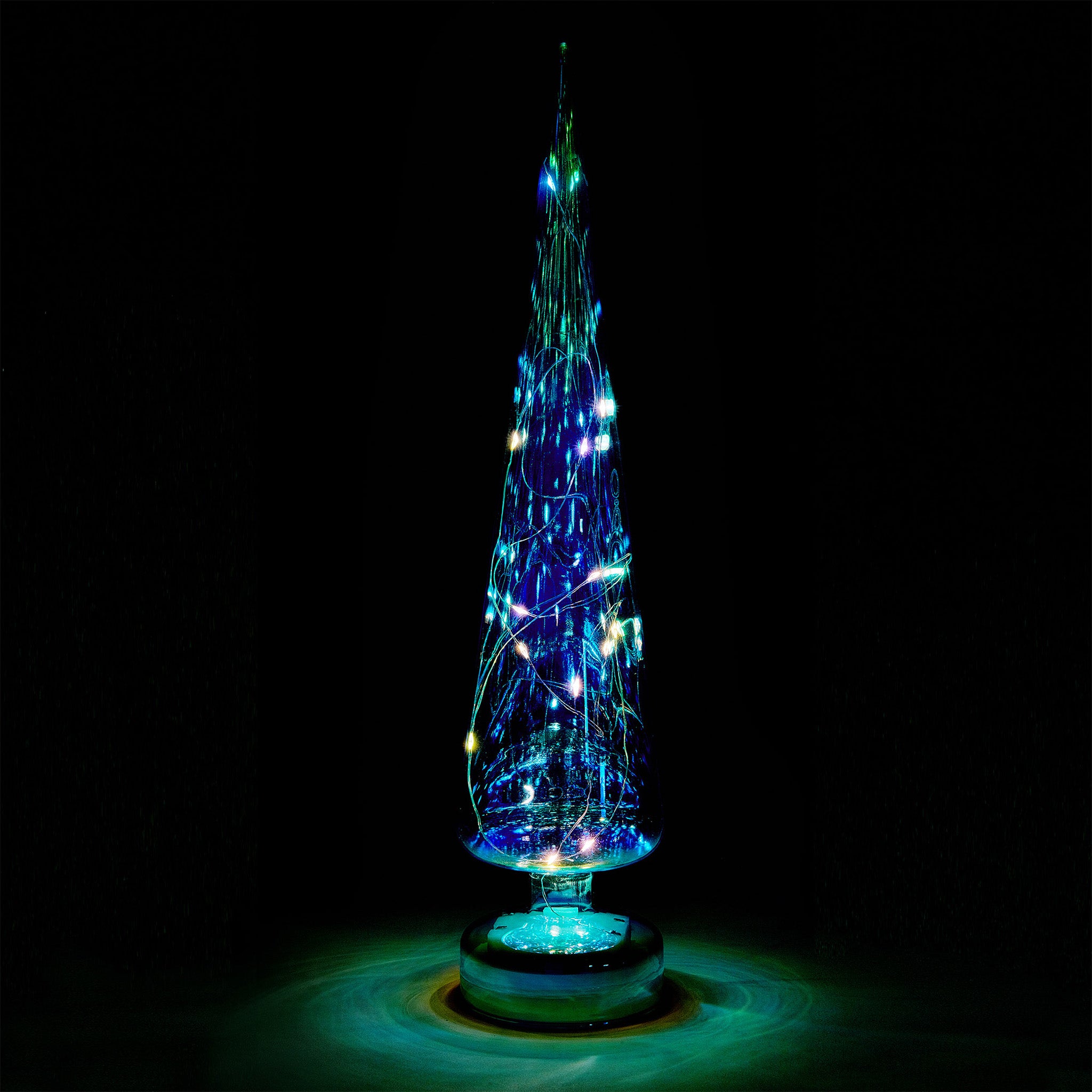 MoMA LED Glass Lighted Tree- Large - Teal Iridescent - Image 2