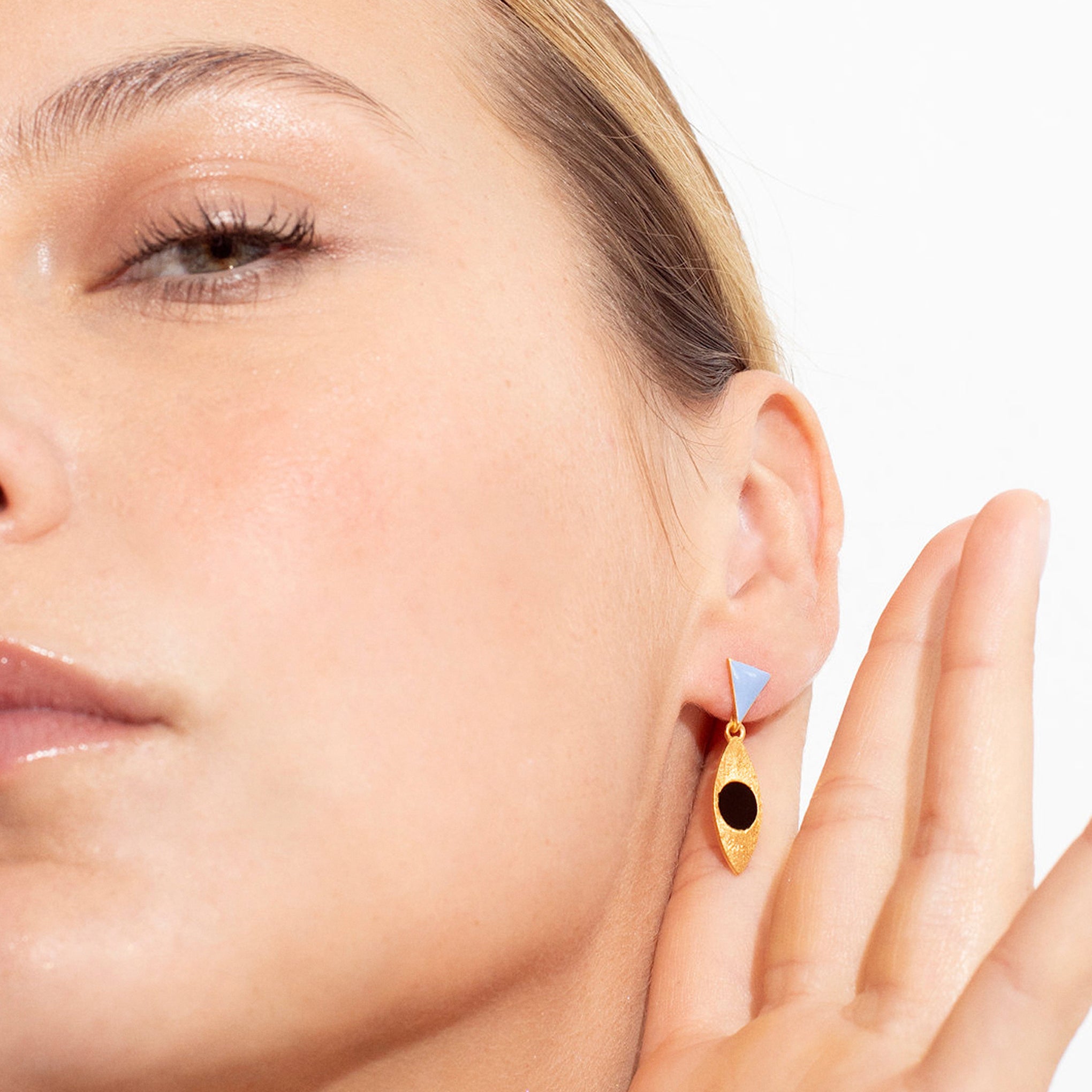 Somni Gold-Plated Triangle & Spindle Drop Earrings - Image 2