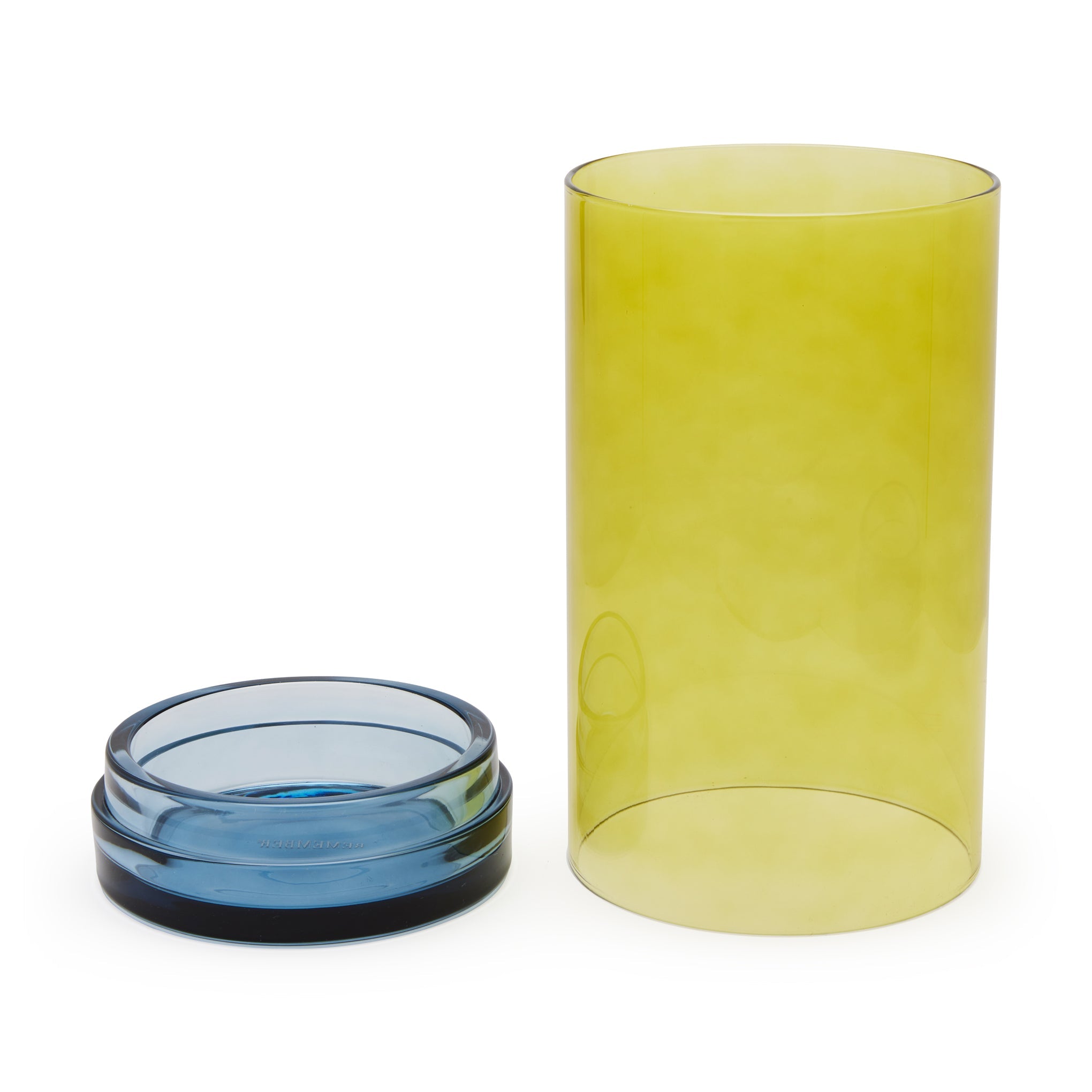 Glass Hurricane Lantern Candle Holder - Lime/ Blue - Image 4