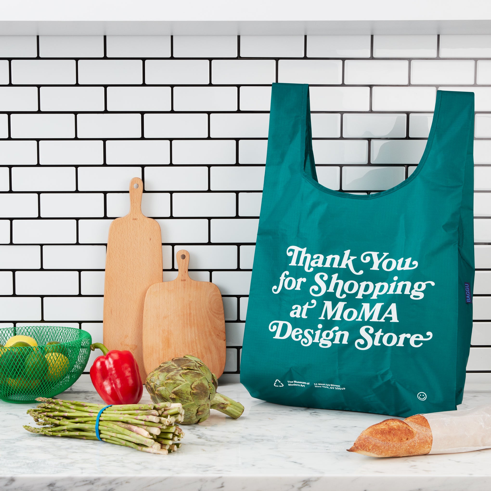 MoMA Baggu Recycled Nylon Tote Bag - Green - Image 8