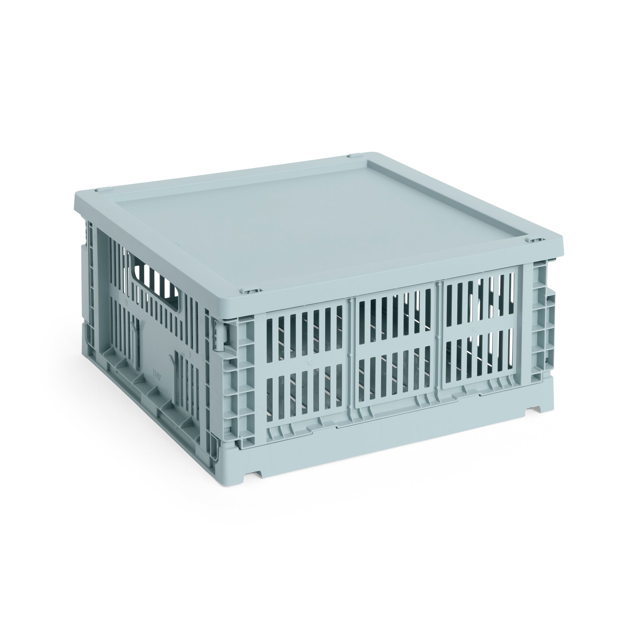 HAY Recycled Storage Bin Collapsible Plastic Lid - Dusty Blue - Image 3