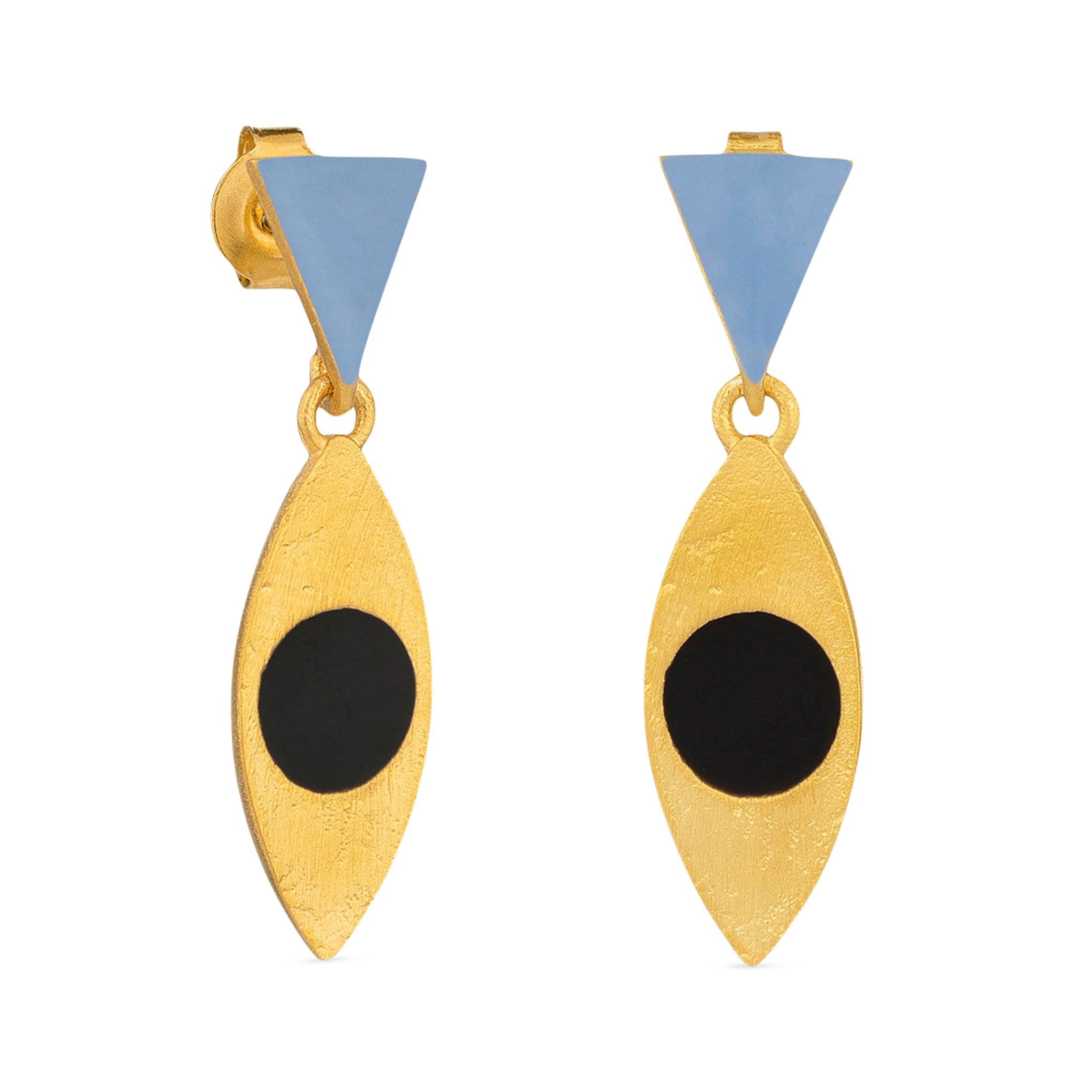Somni Gold-Plated Triangle & Spindle Drop Earrings - Image 3