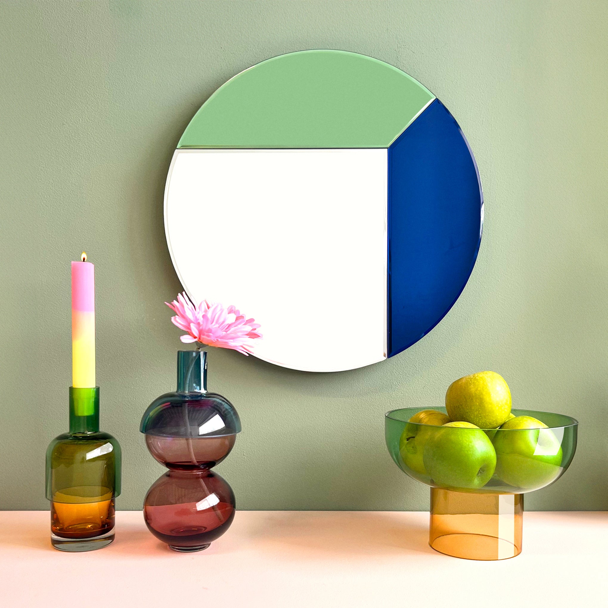 Round Mosaic Mirror - Blue/ Green - Image 2