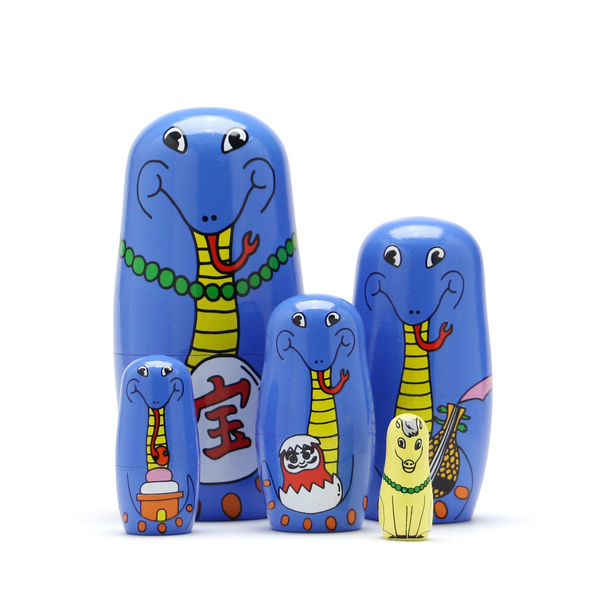Happy Snakes Wooden Nesting Dolls - Set of 5 - Image 3