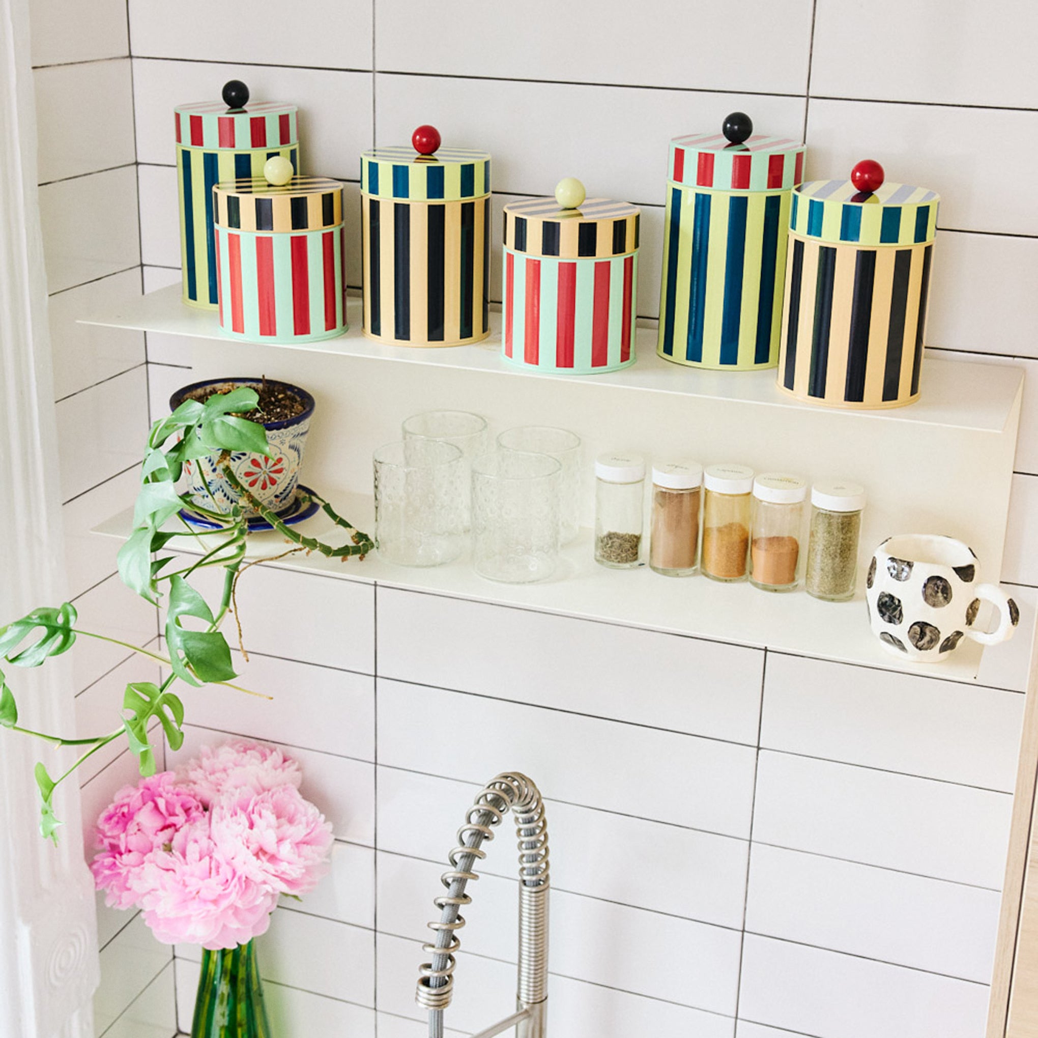 Dusen Dusen Striped Canister - Yellow/ Blue - Image 7