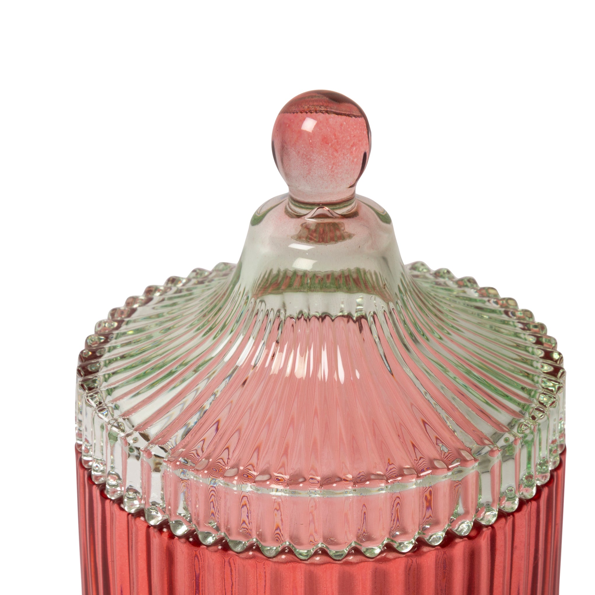 Candy Stripe Glass Storage Jar - Red/ Light Mint - Image 3