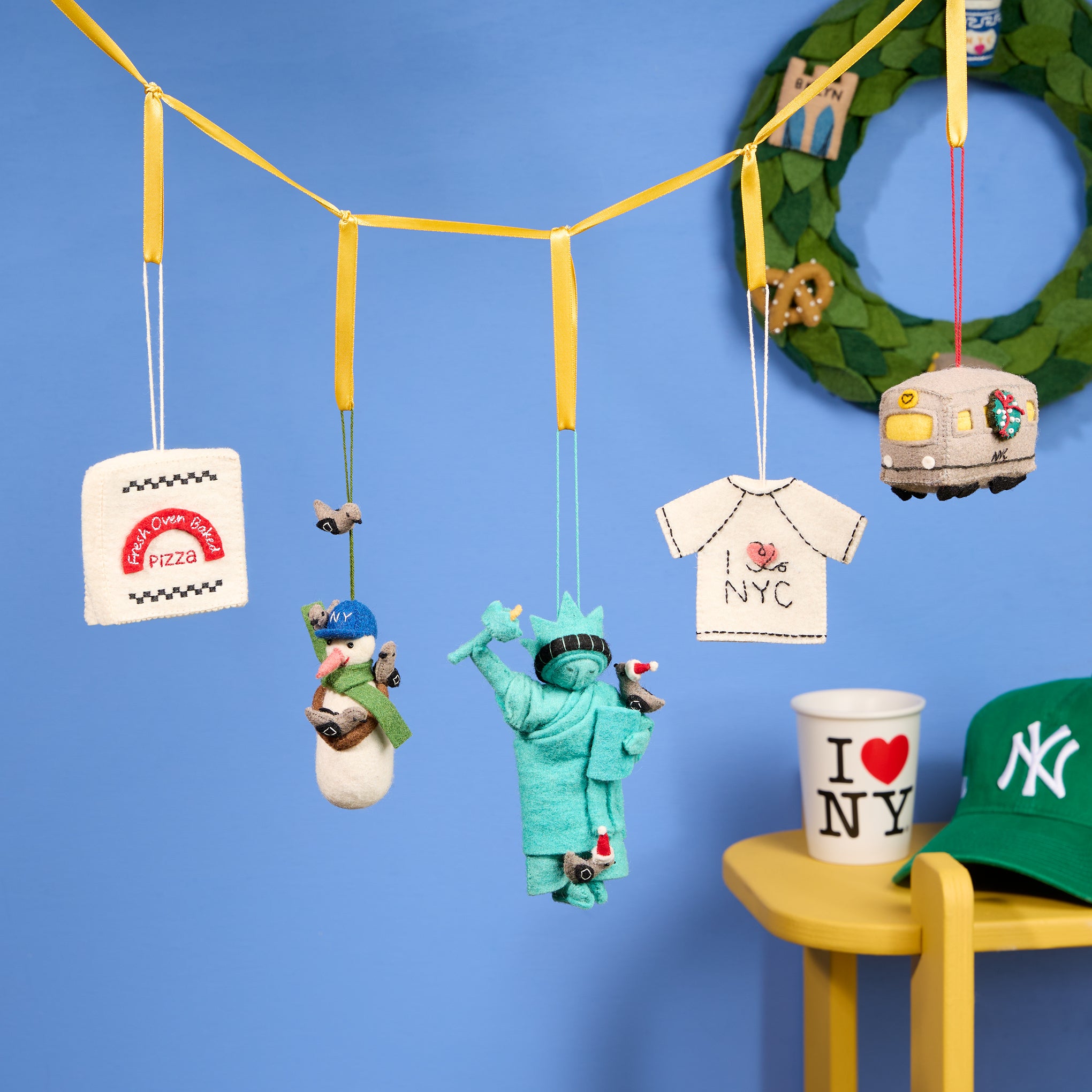 NYC Felt Ornament - Snowman with Baseball Hat - Image 2