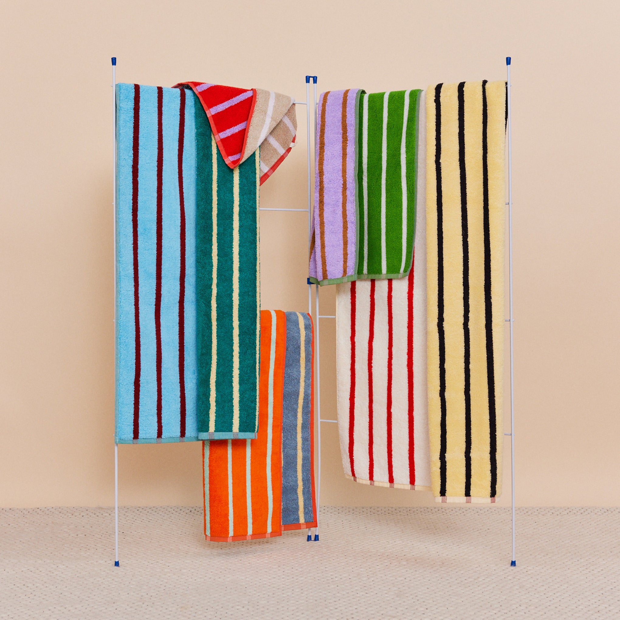 Dusen Dusen Cotton Towel - Porcelain Stripe (Red/ Tan) - Image 3