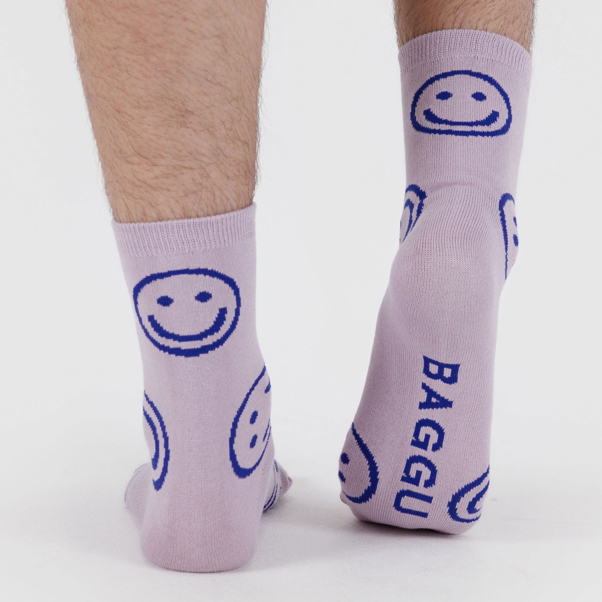 Baggu Crew Socks - Dusty Pink Happy - Image 3