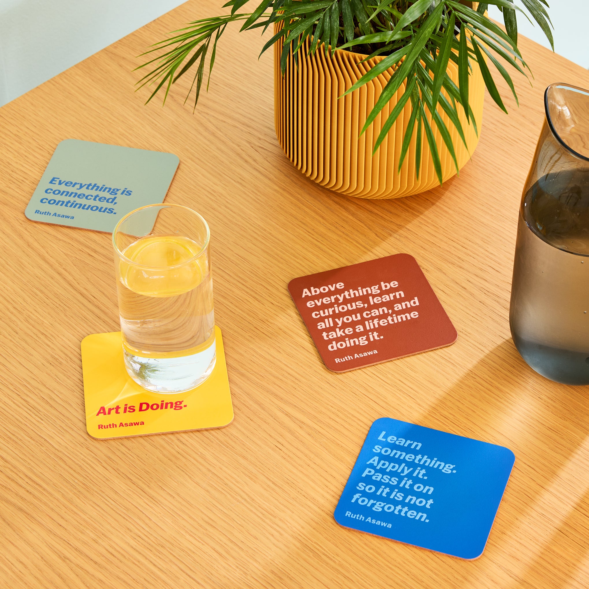 Ruth Asawa Recycled Leather Quote Coasters - Set of 4 - Image 2