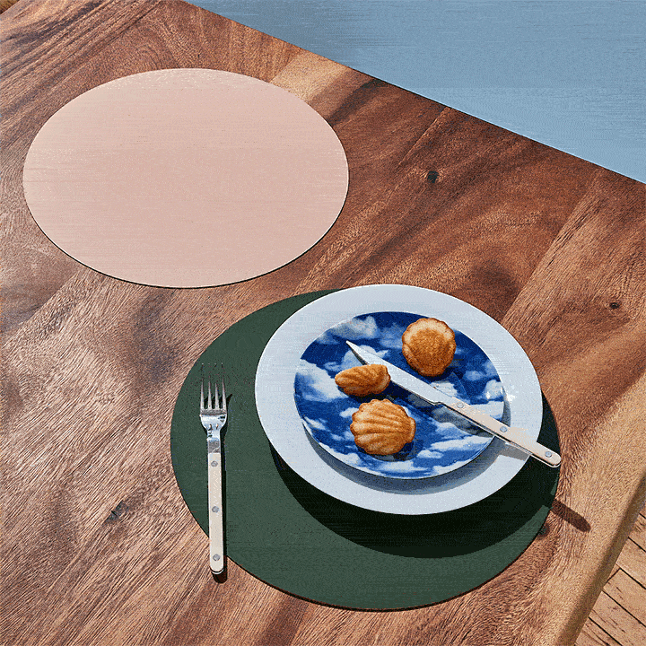 Dual-Sided Recycled Leather Placemat - Blue/ Light Pink - Image 12