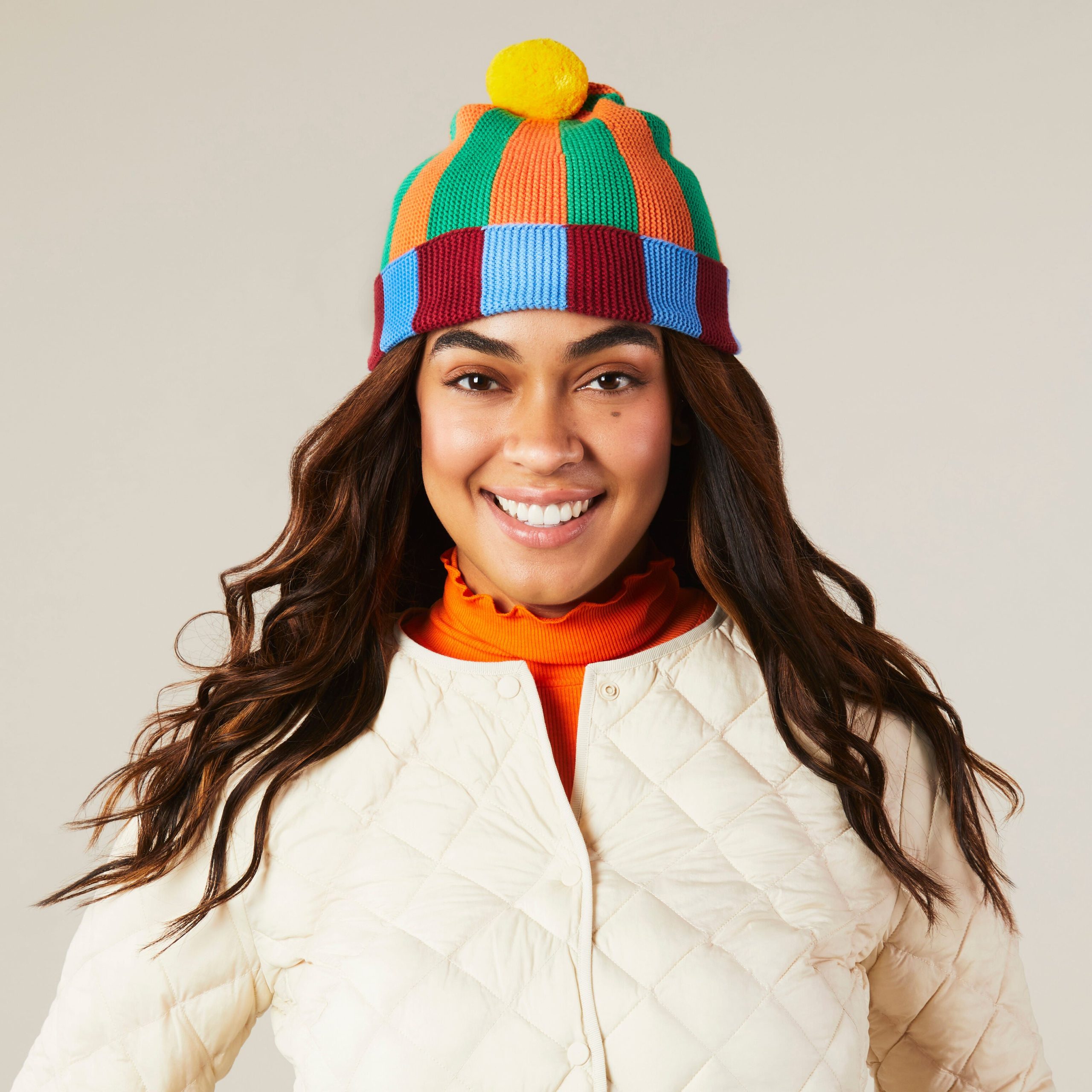 Dusen Dusen Cotton Striped Beanie - Blue/ Green - Image 2