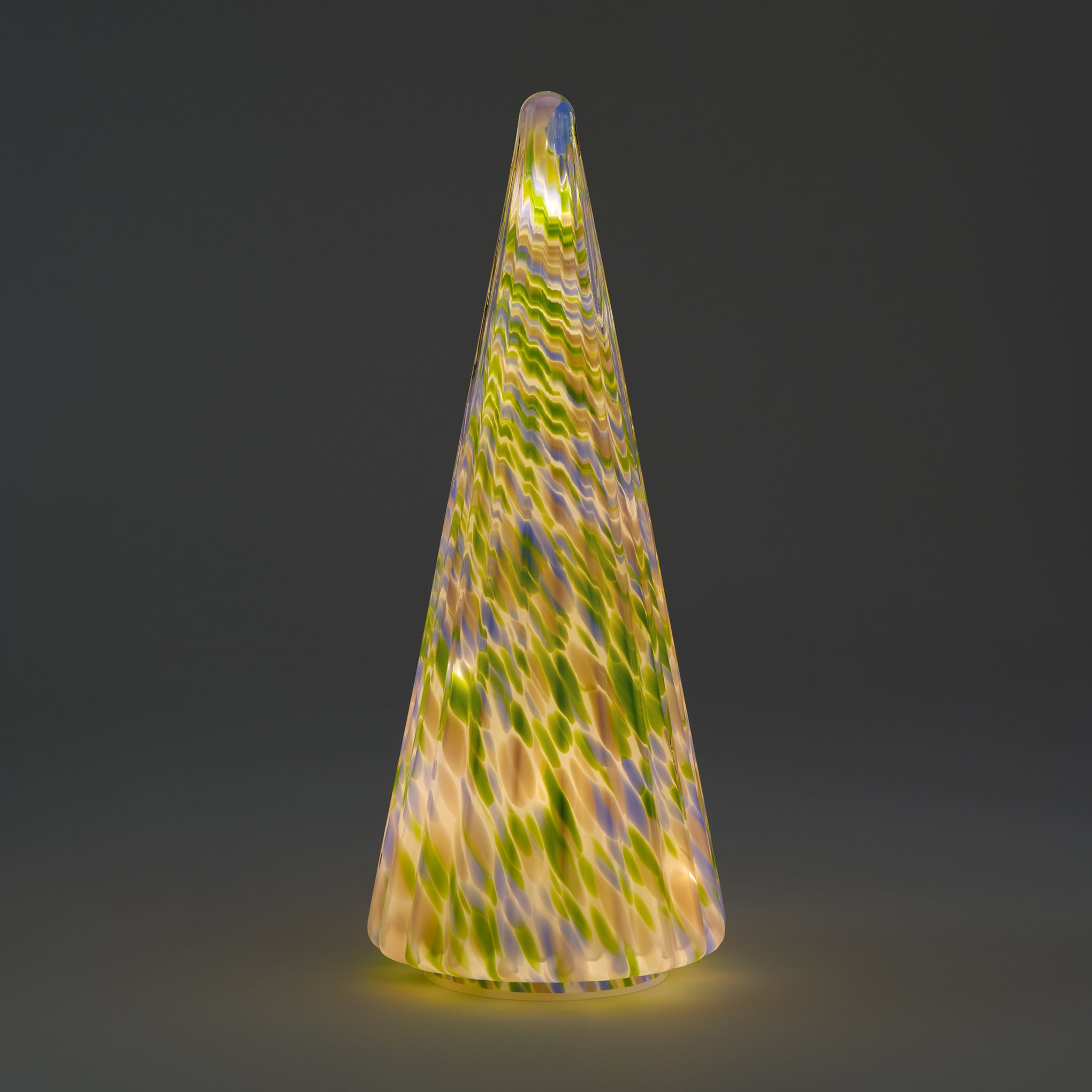 LED Lighted Marbled Glass Holiday Decor - Marbled Tree Flat - Image 2