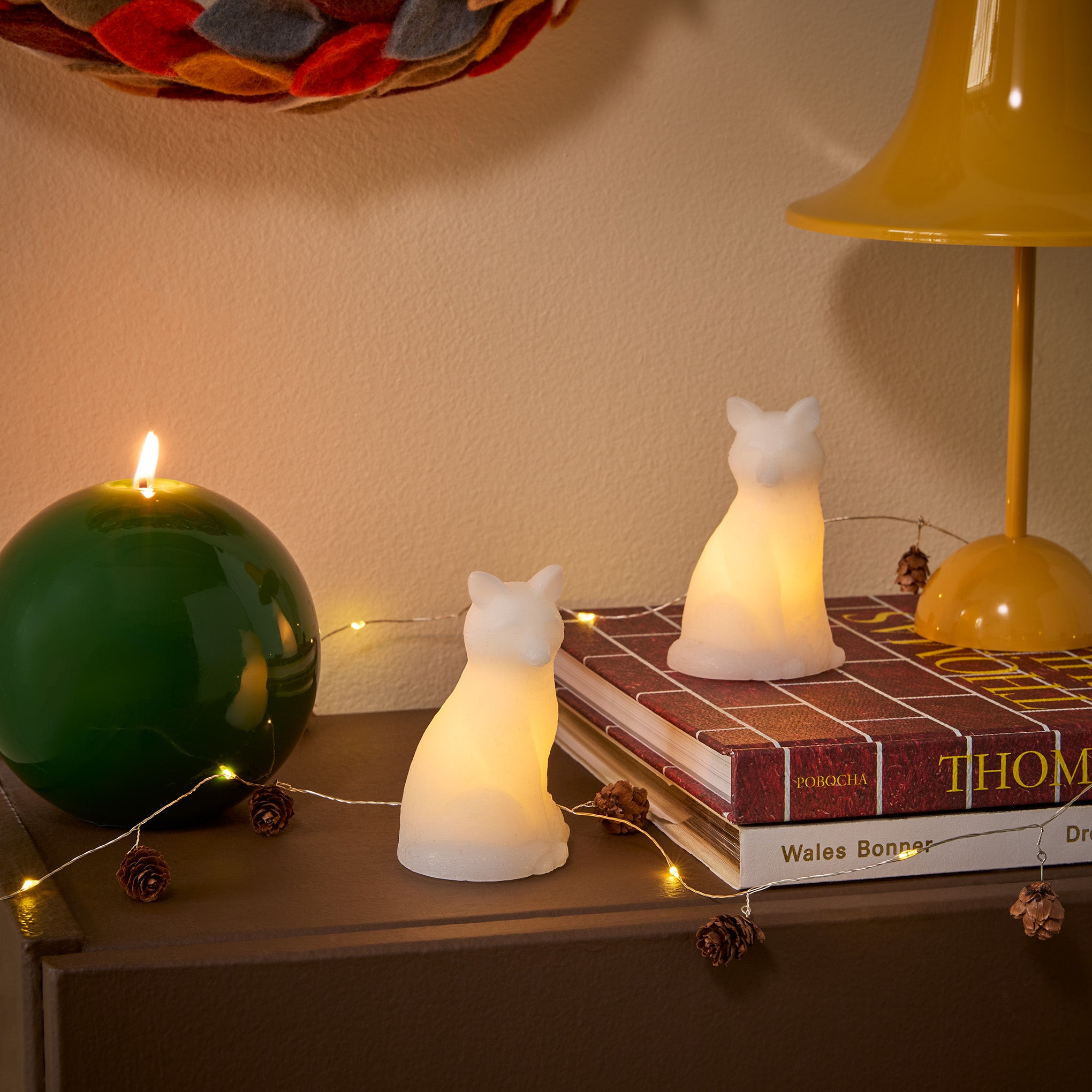 LED Wax Woodland Creature Holiday Decor - Set of 2 - Foxes - Image 2