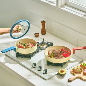 Geometric Non-Stick Cookware with Lid - Multipan