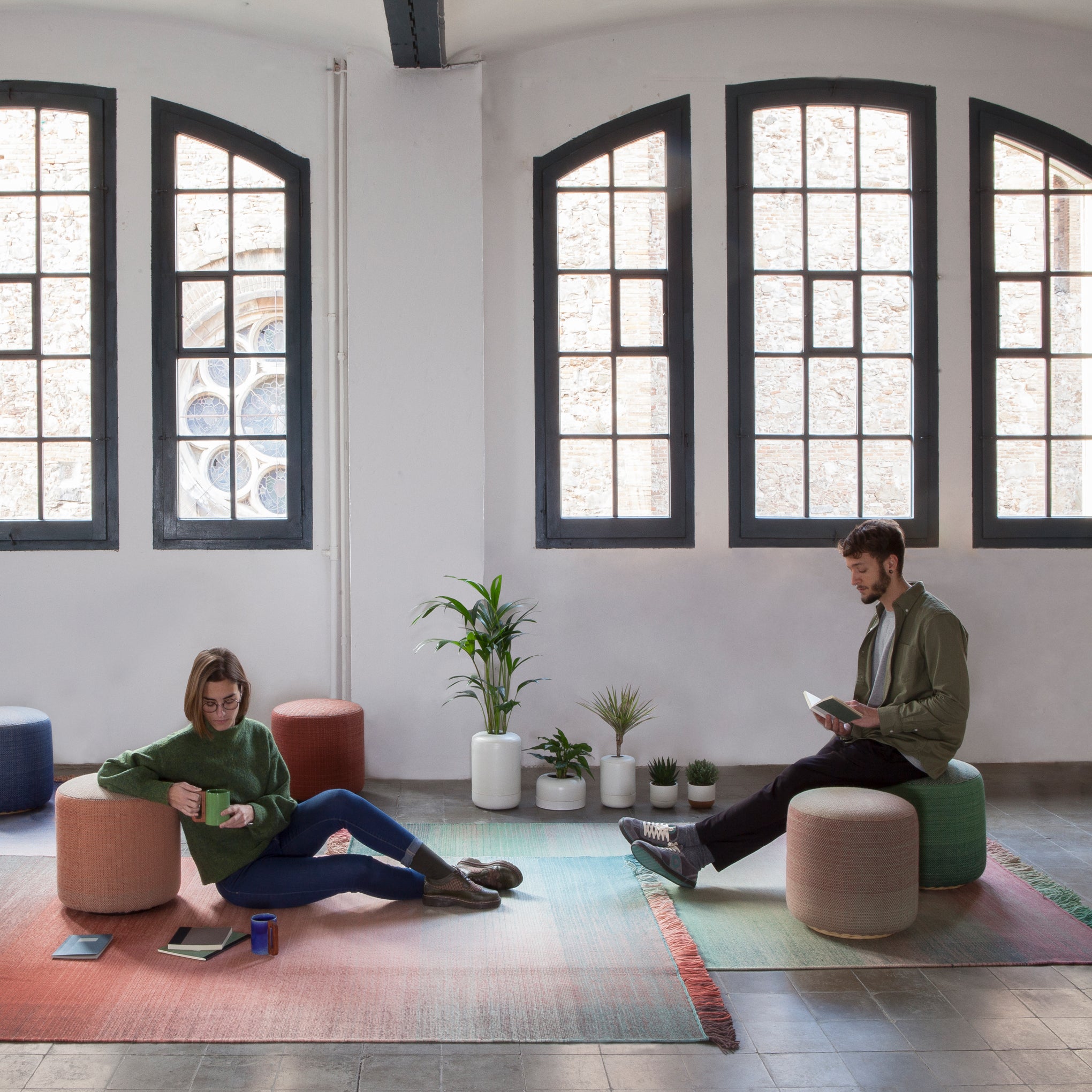 Nanimarquina Shade Pouf Stool - Red/ Multi - Image 2