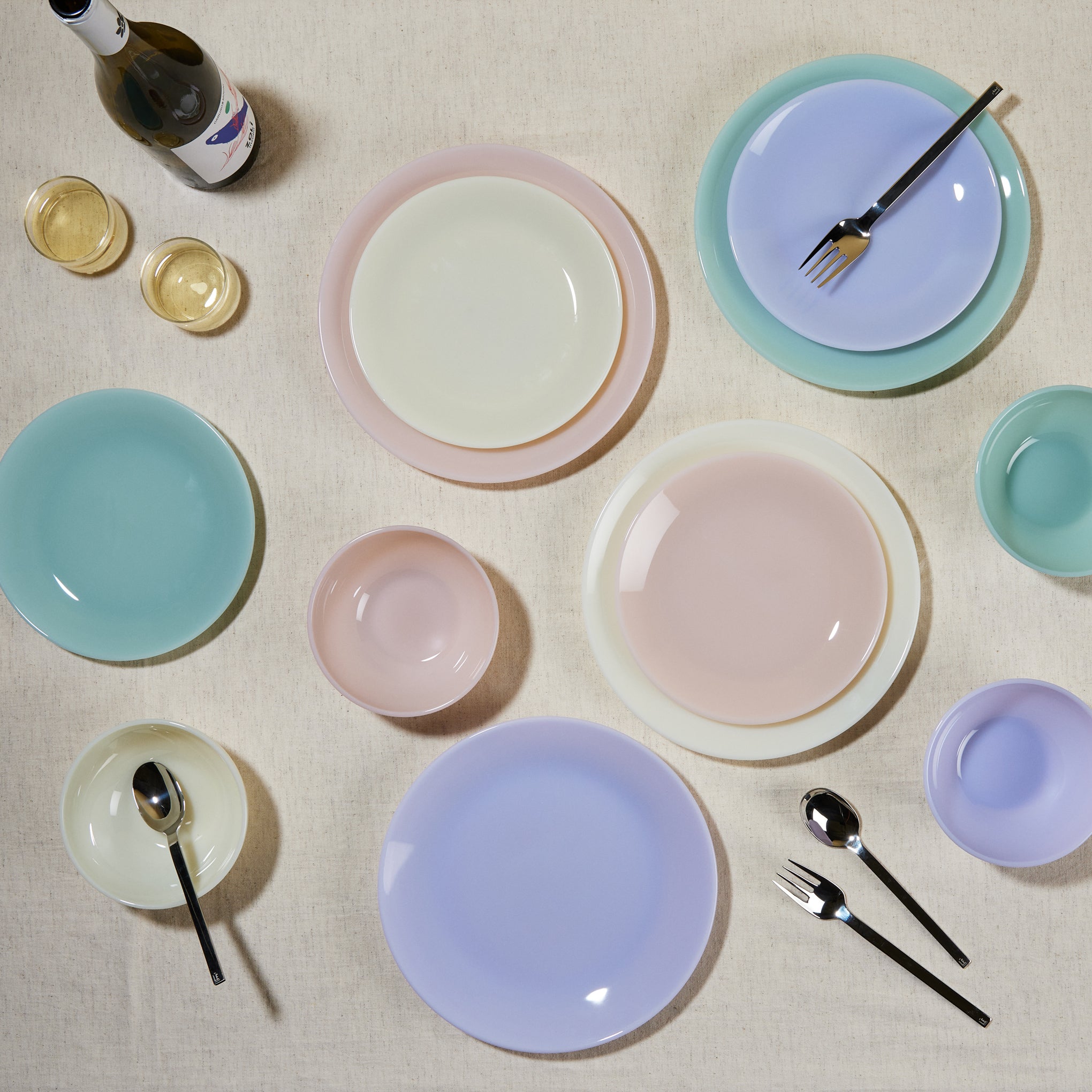 Milk Glass Pastel Dinnerware - Set of 4 - Salad Plate set of 4 - Image 6