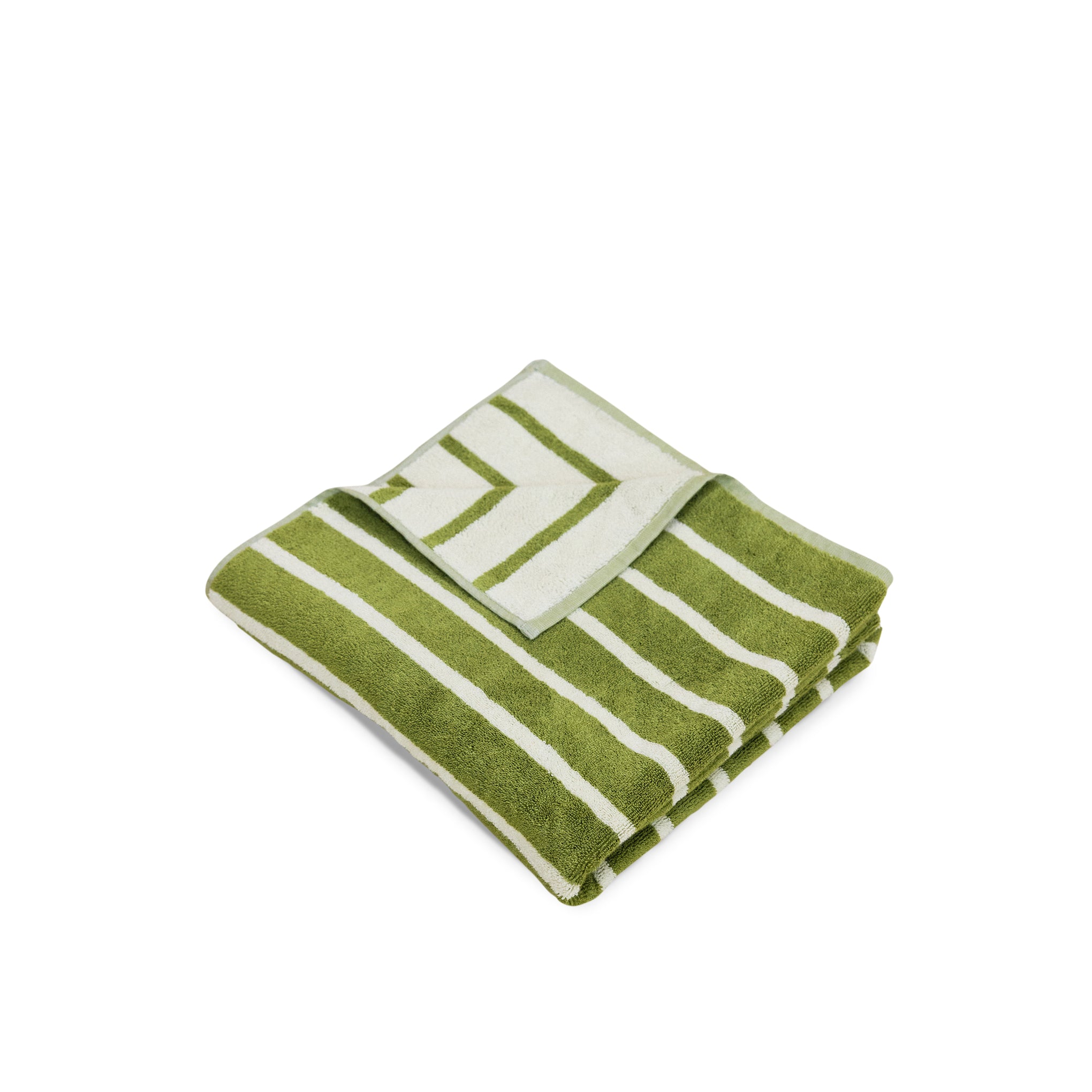 Dusen Dusen Bird Striped Cotton Towel - Mallard