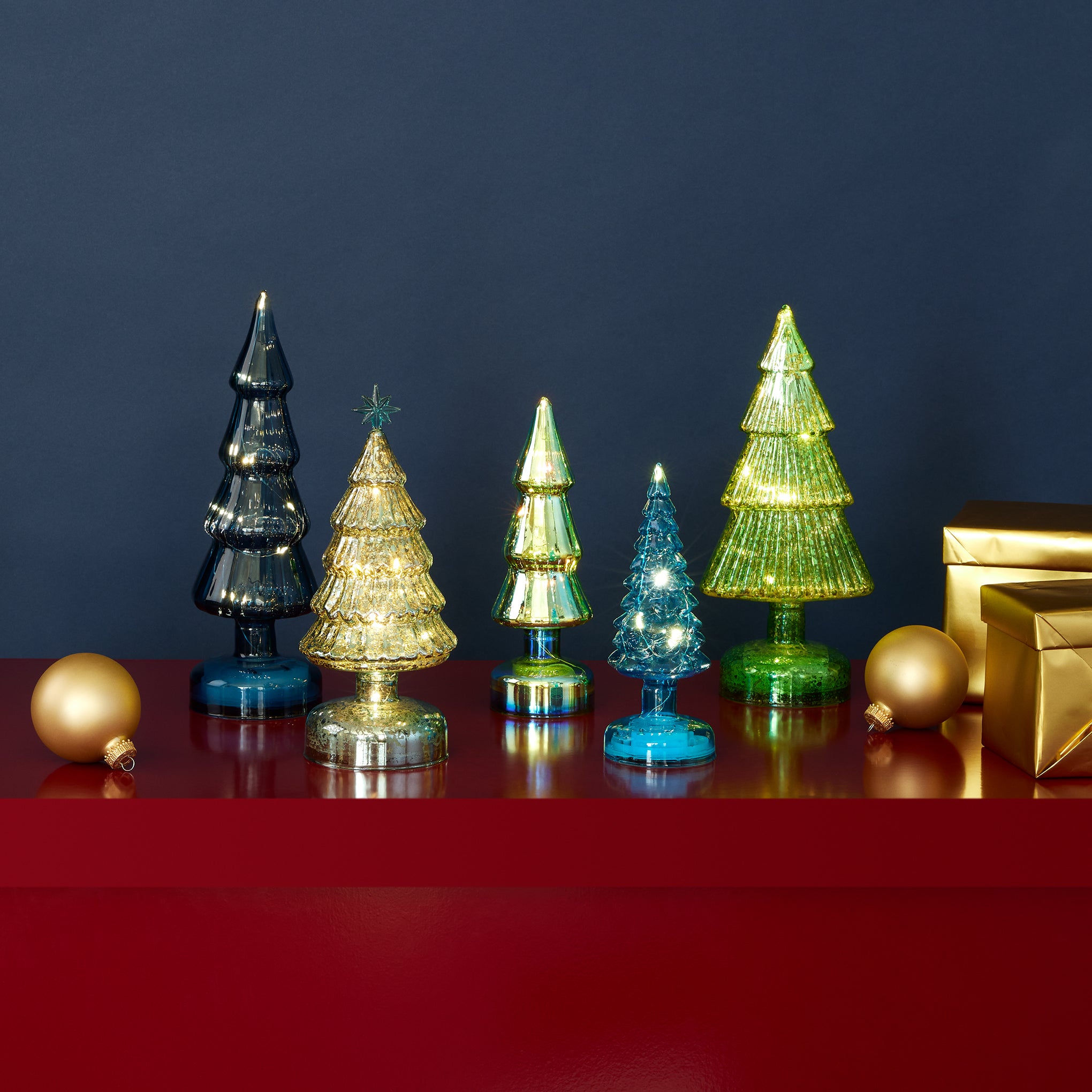 MoMA Colorful LED Lighted Trees - Set of 5 - Small - Blue - Image 2