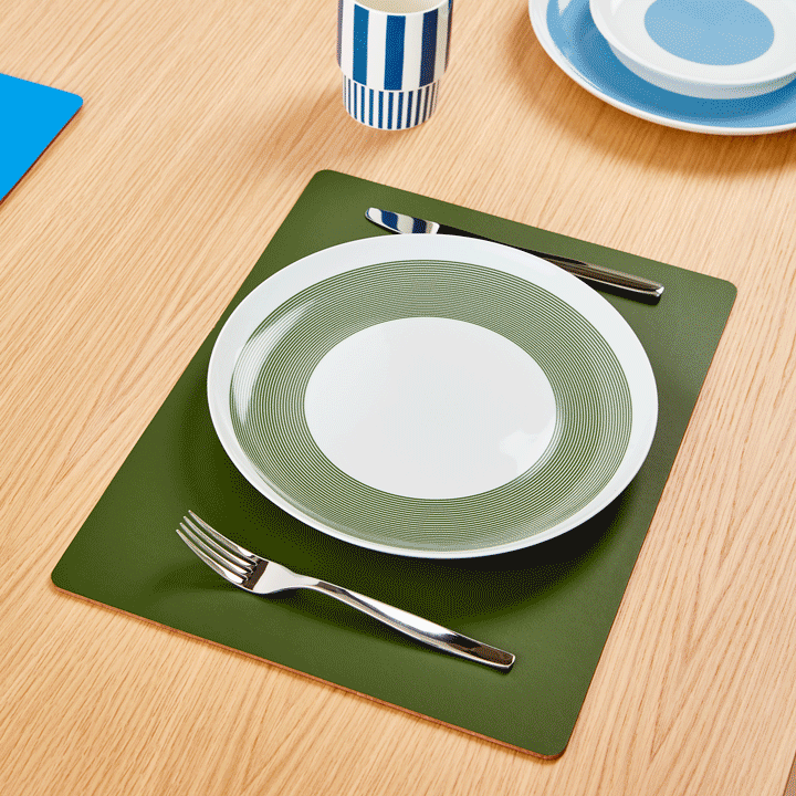 Dual-Sided Recycled Leather Placemat - Green/ Black - Image 3