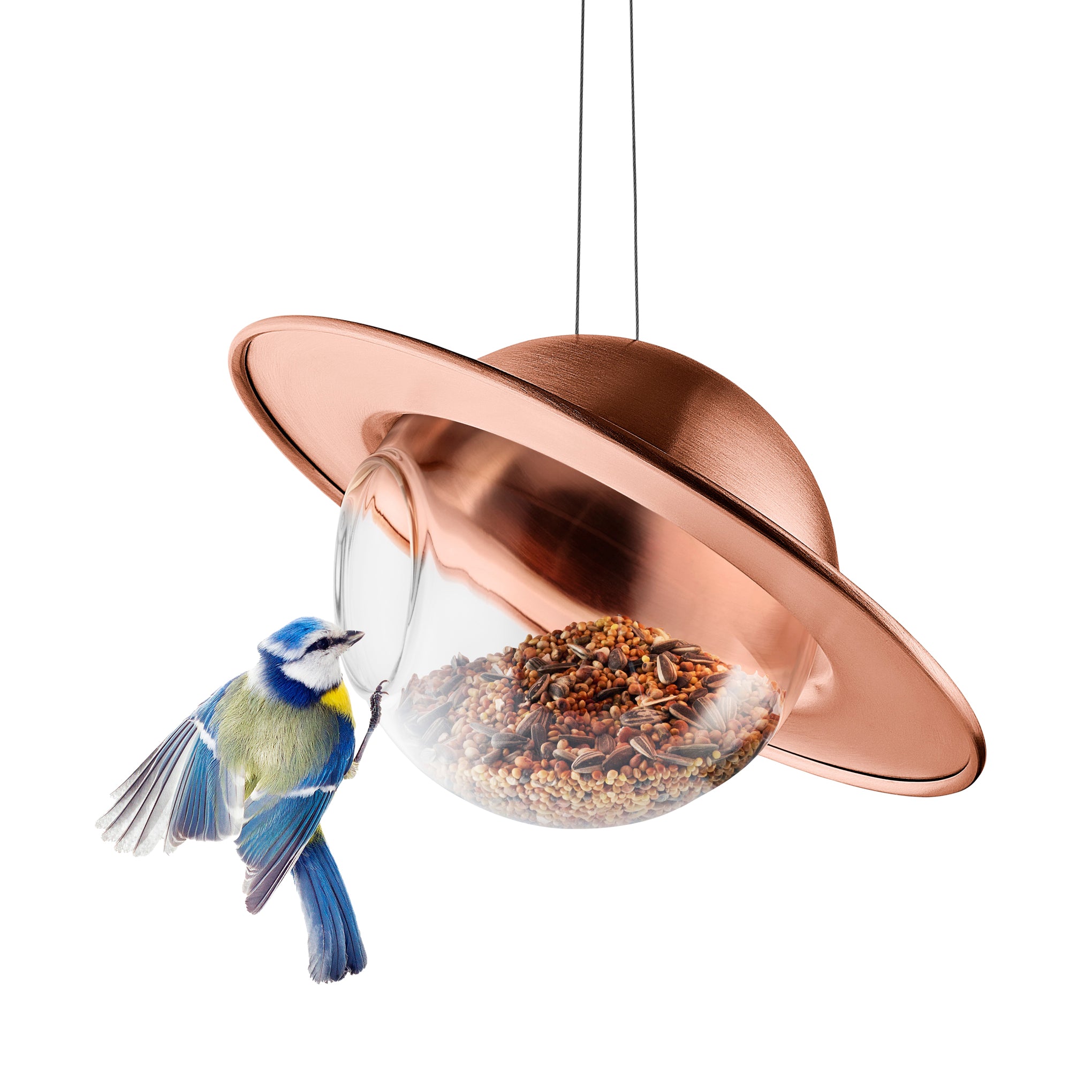 Saturn Bird Feeder with Copper Roof