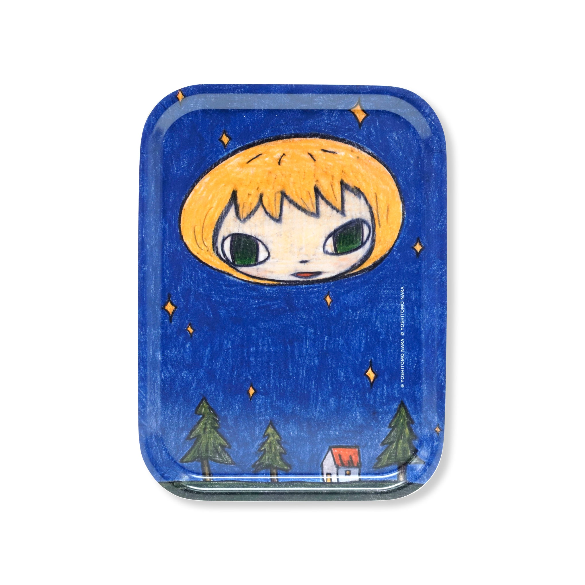 Yoshitomo Nara Birch Wood Tray - Blue/ Multi