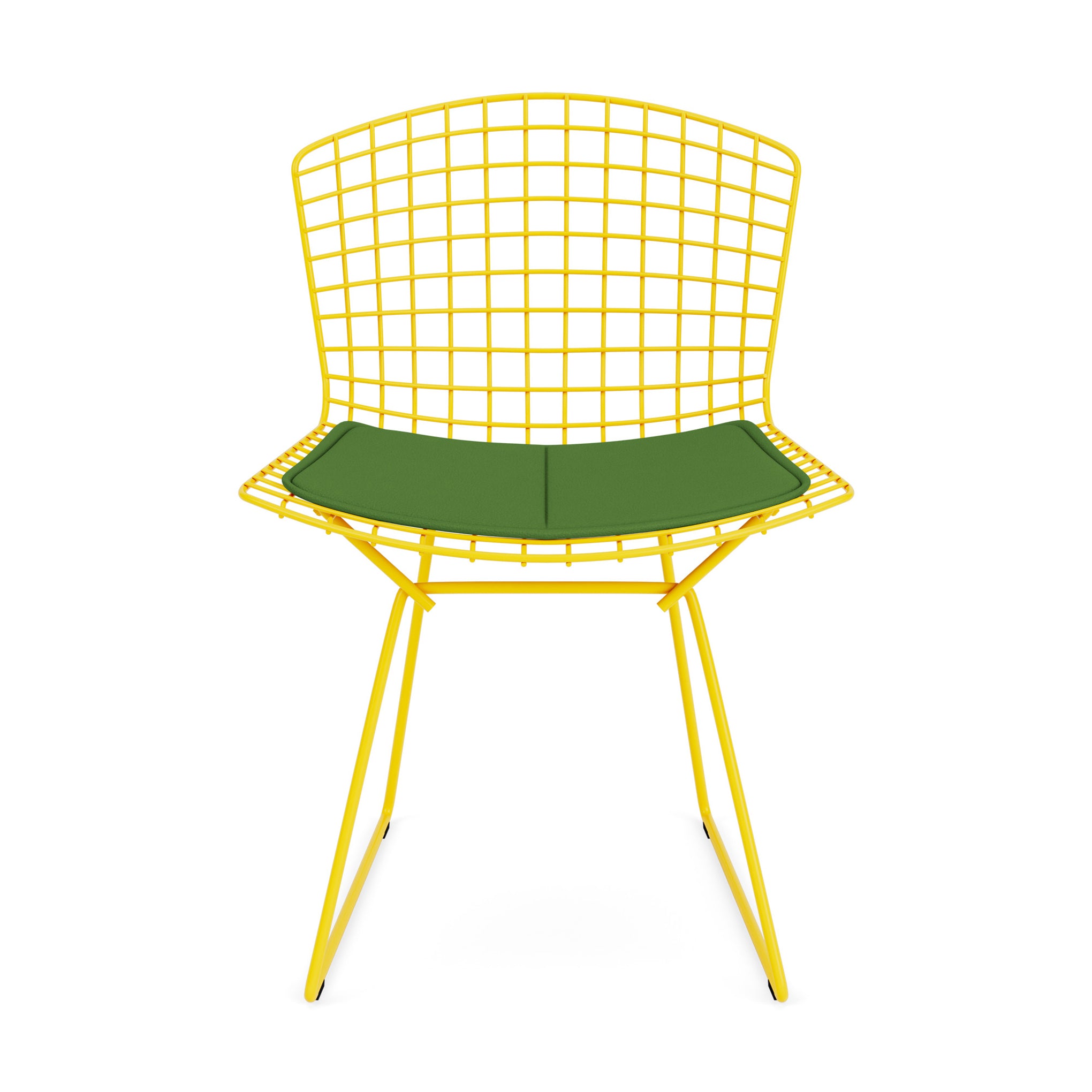 Knoll Side Chair with Cushion by Harry Bertoia - Yellow/ Evergreen - Image 3