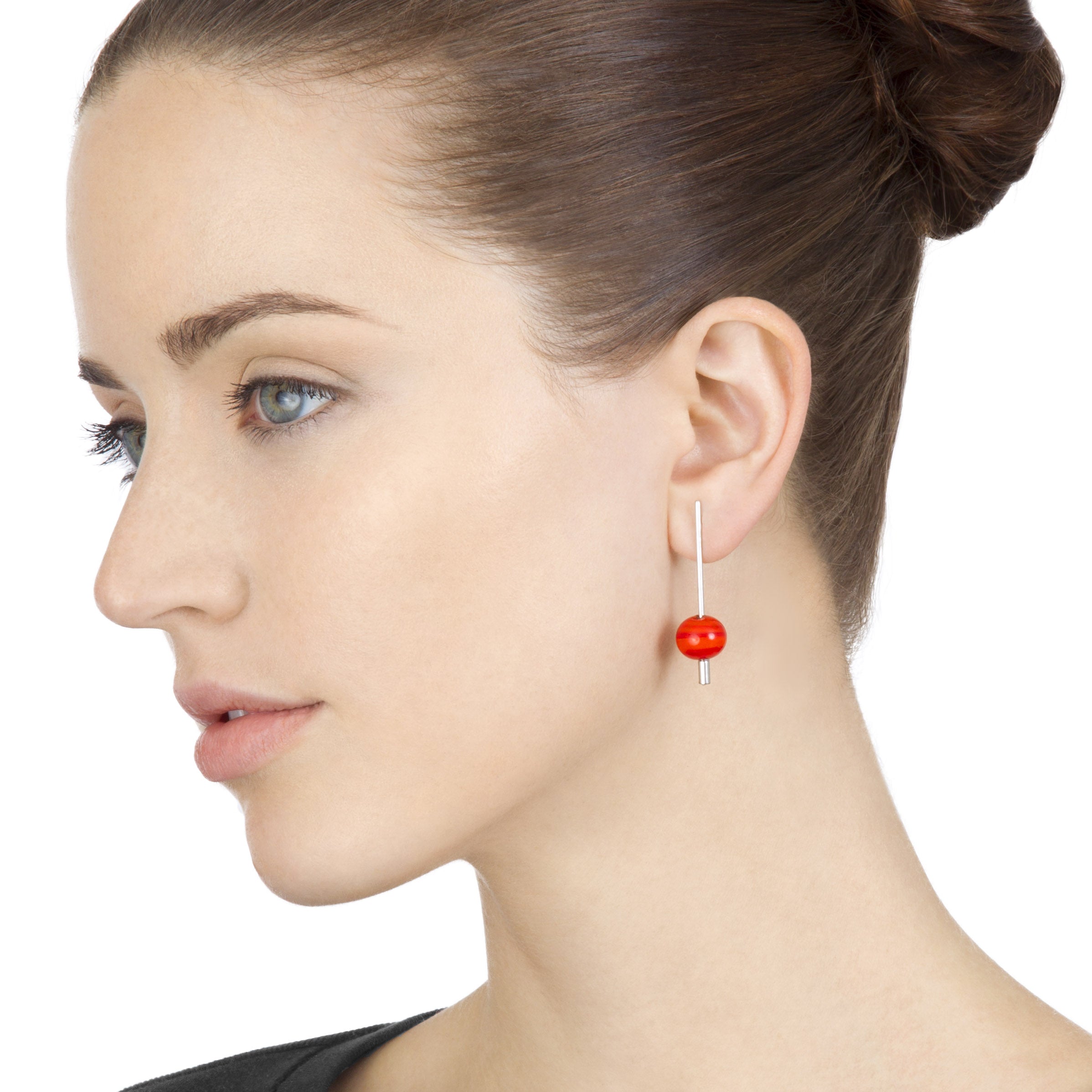 Paletto Glass Sphere Earrings - Red - Image 2