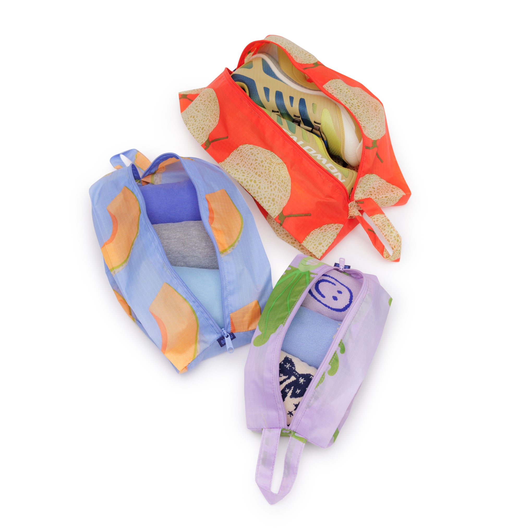 Baggu Recycled Nylon 3D Pouch Set - Set of 3 - Japanese Produce - Image 2