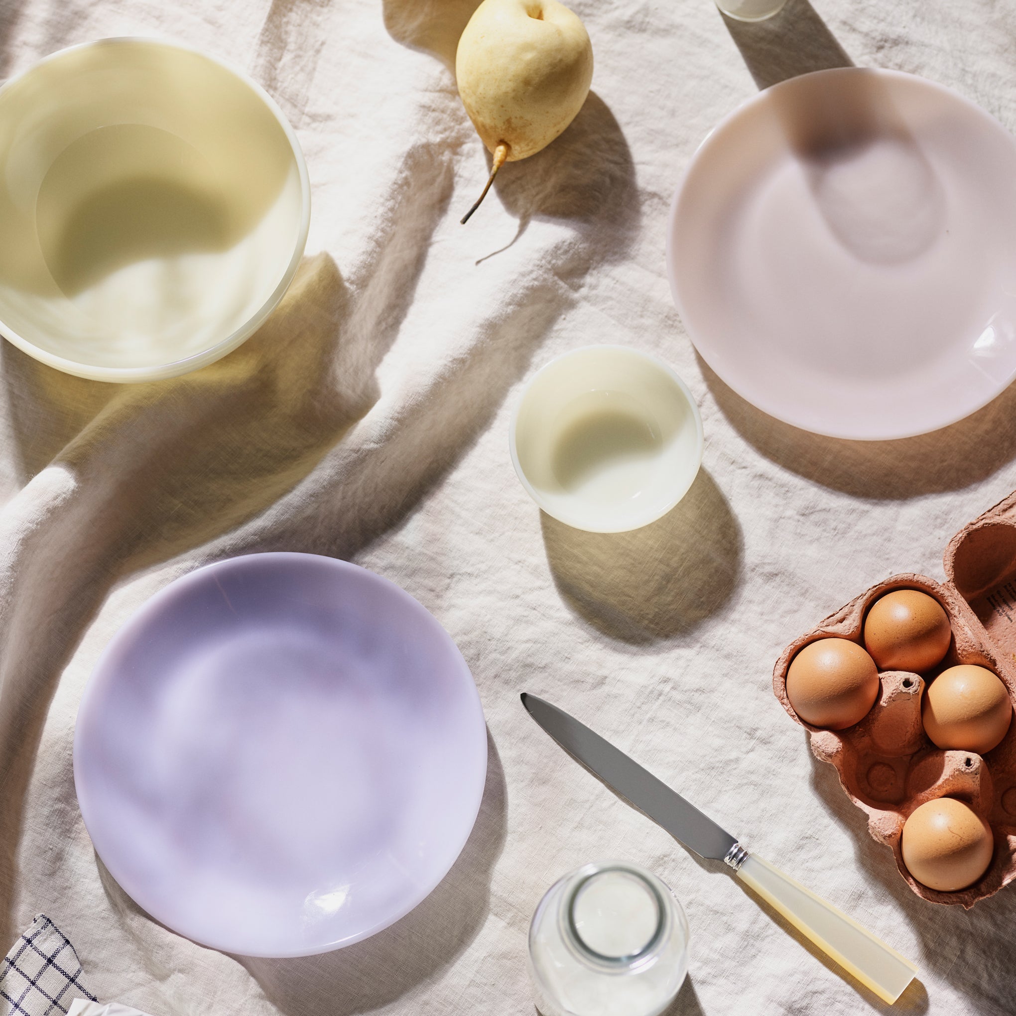 Milk Glass Pastel Dinnerware - Set of 4 - Dinner Plate set of 4 - Image 5