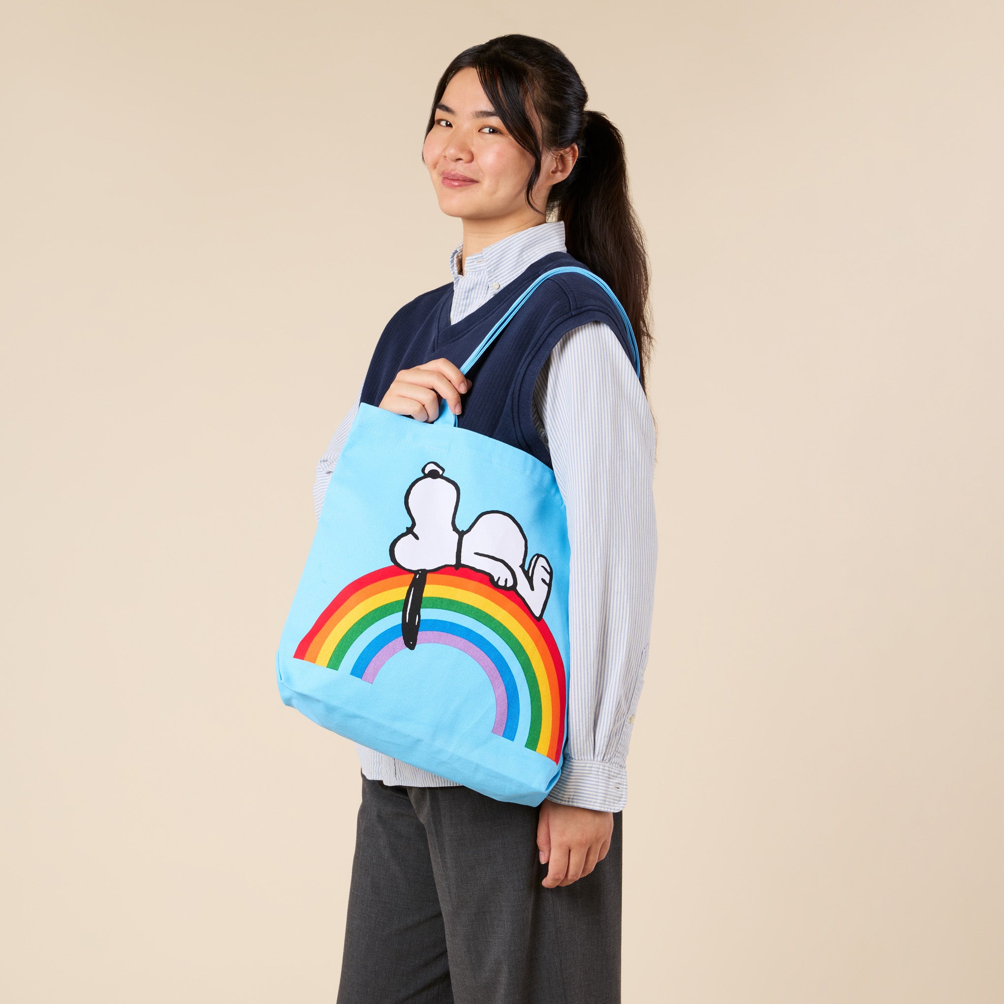 Snoopy Cotton Canvas Tote Bag - Light Blue - Image 2