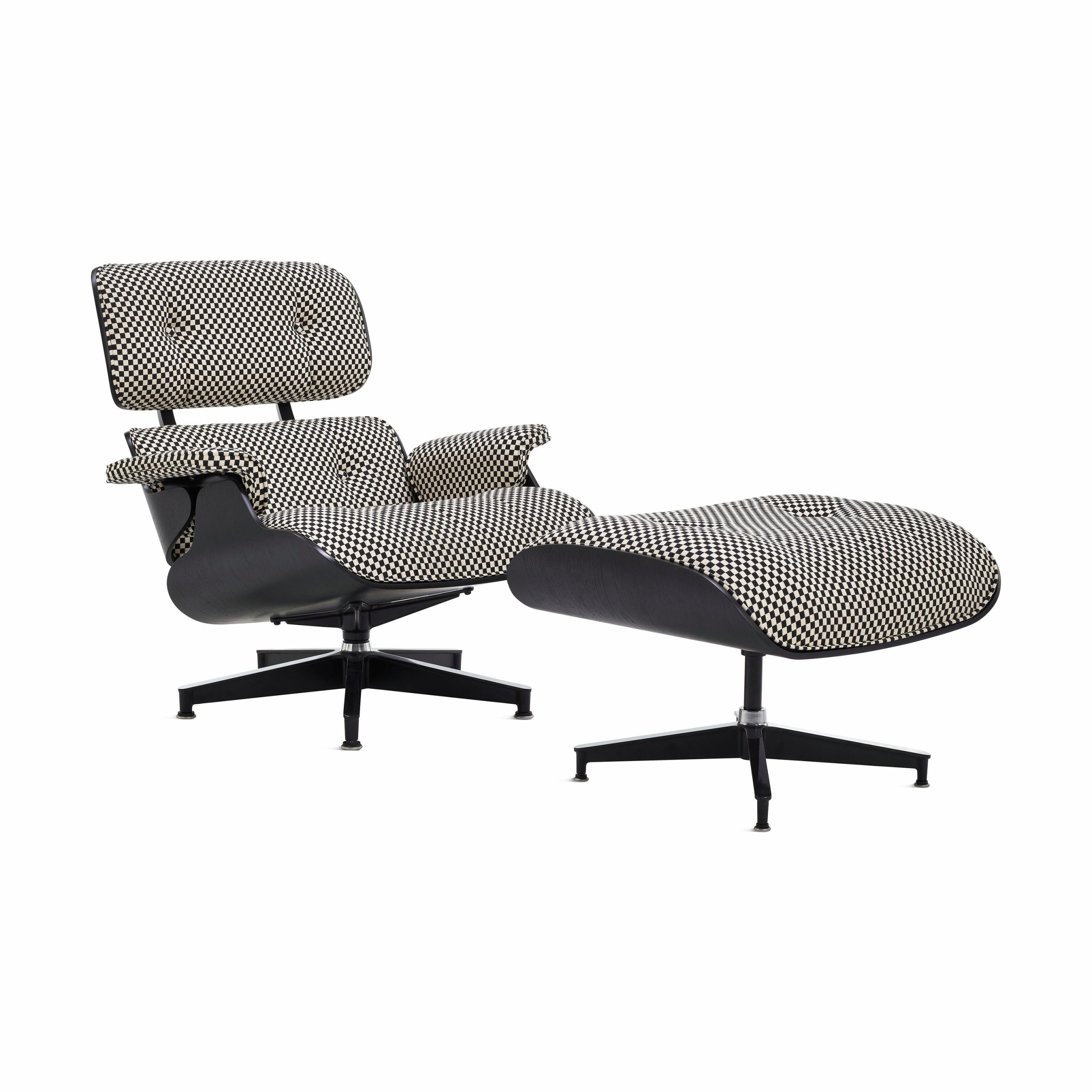 Eames® Lounge Chair and Ottoman from Herman Miller - Ebony/ Black & White Checker Fabric - Image 3